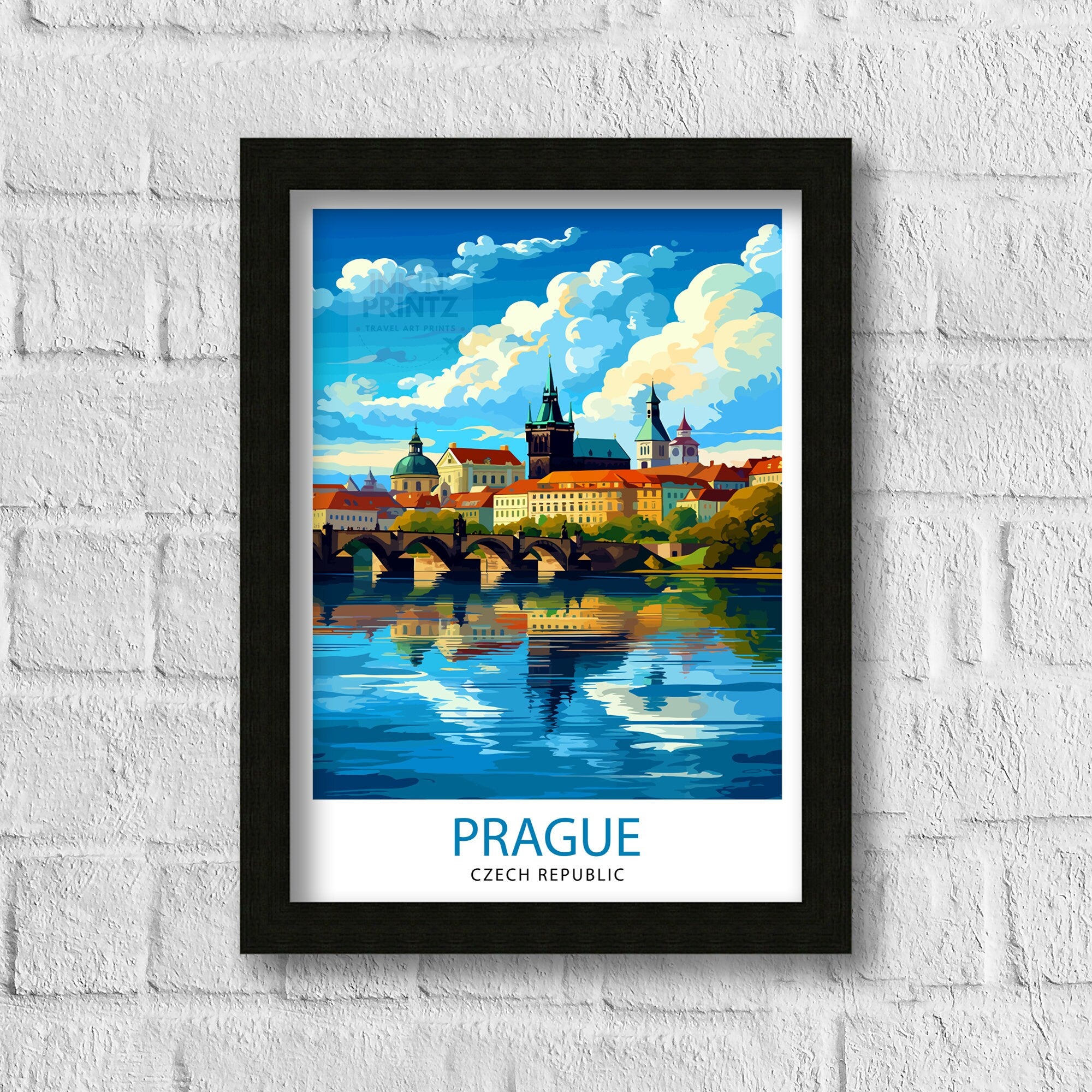 Prague Czech Republic Travel Print Prague Wall Decor Prague Poster Czech Republic Travel Prints Prague Art Print Prague Illustration