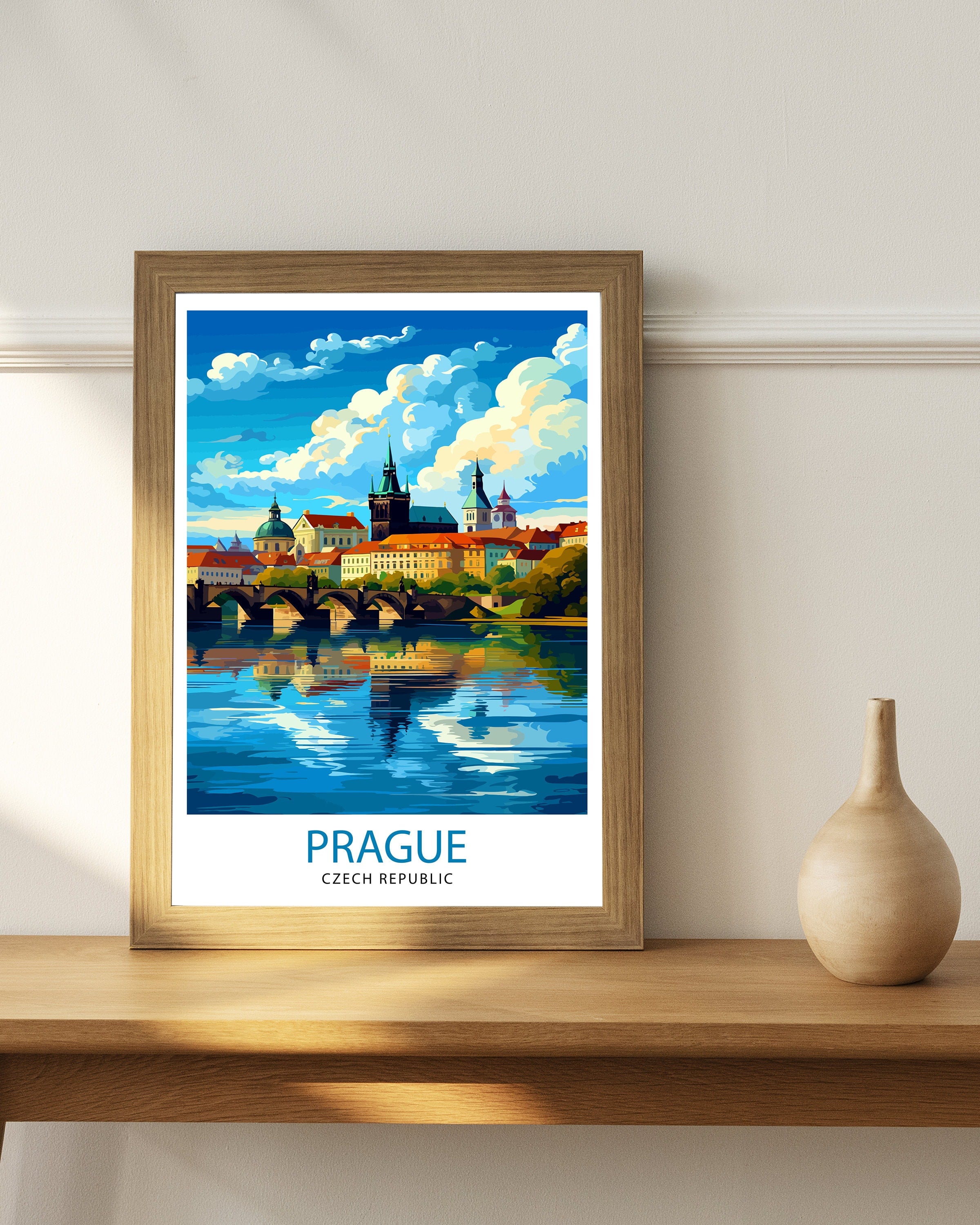 Prague Czech Republic Travel Print Prague Wall Decor Prague Poster Czech Republic Travel Prints Prague Art Print Prague Illustration