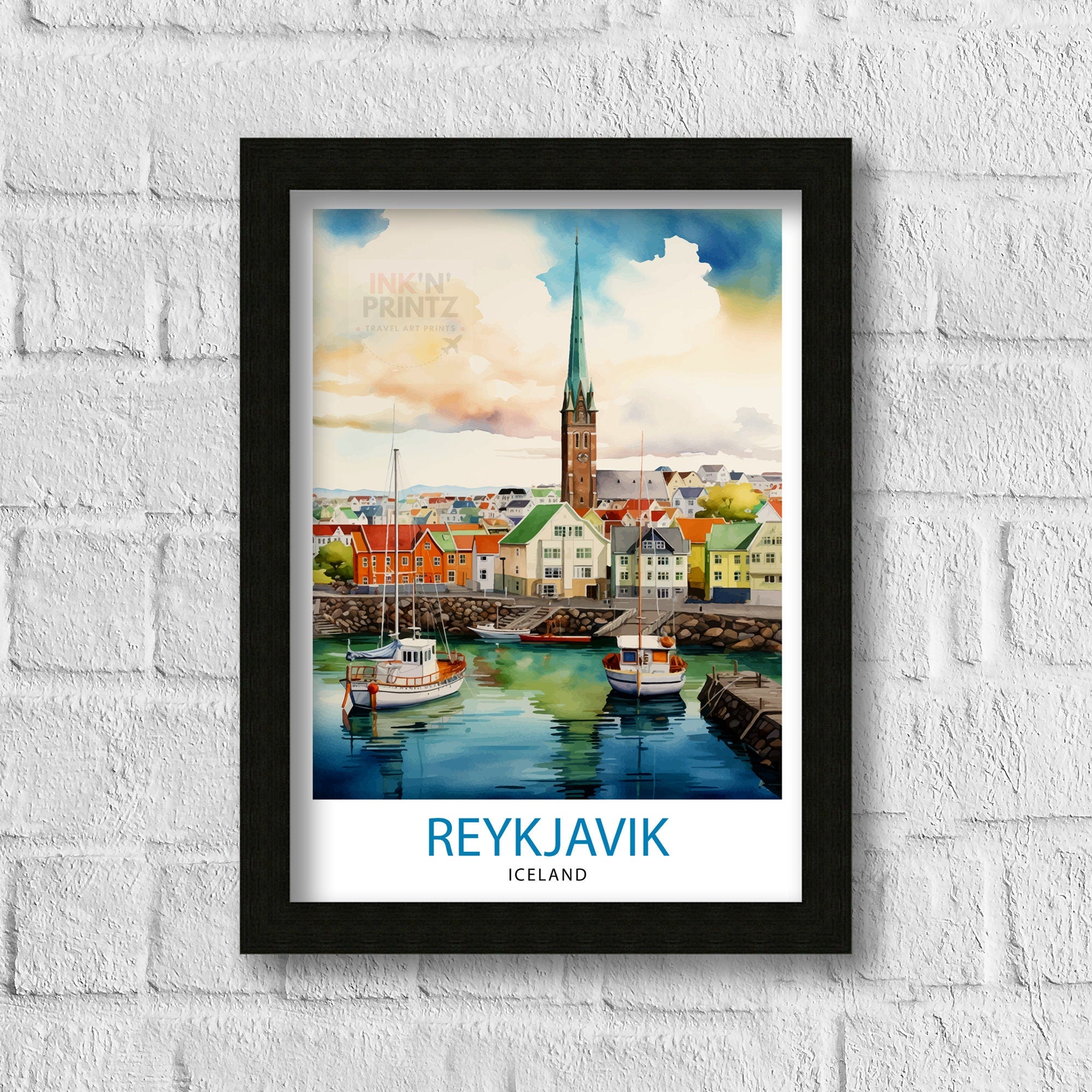 Reykjavik Iceland Travel Print Reykjavik Wall Decor Reykjavik Poster Iceland Travel Prints Reykjavik Art Print Reykjavik