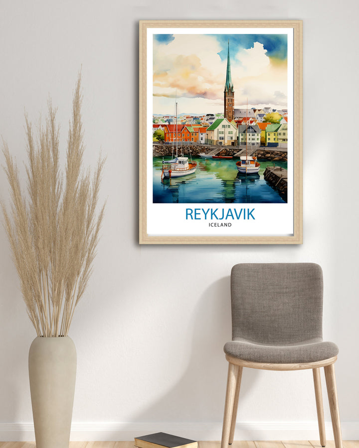 Reykjavik Iceland Travel Poster Reykjavik