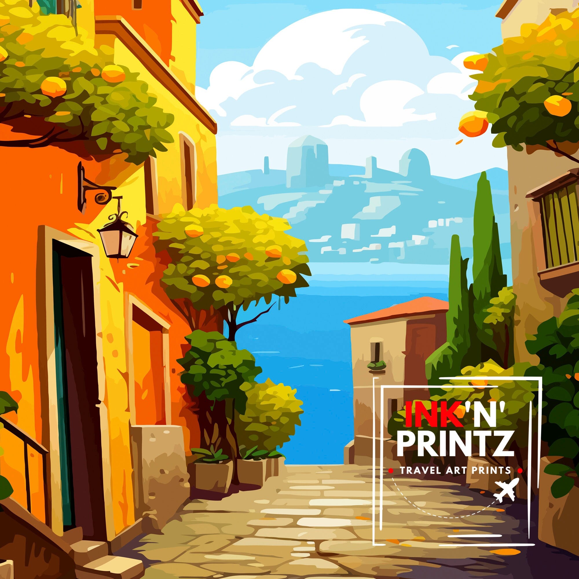 Sorrento Italy Travel Print Sorrento Wall Decor - Sorrento Poster Italy Travel Prints Sorrento Art Print Sorrento Italy Illustration