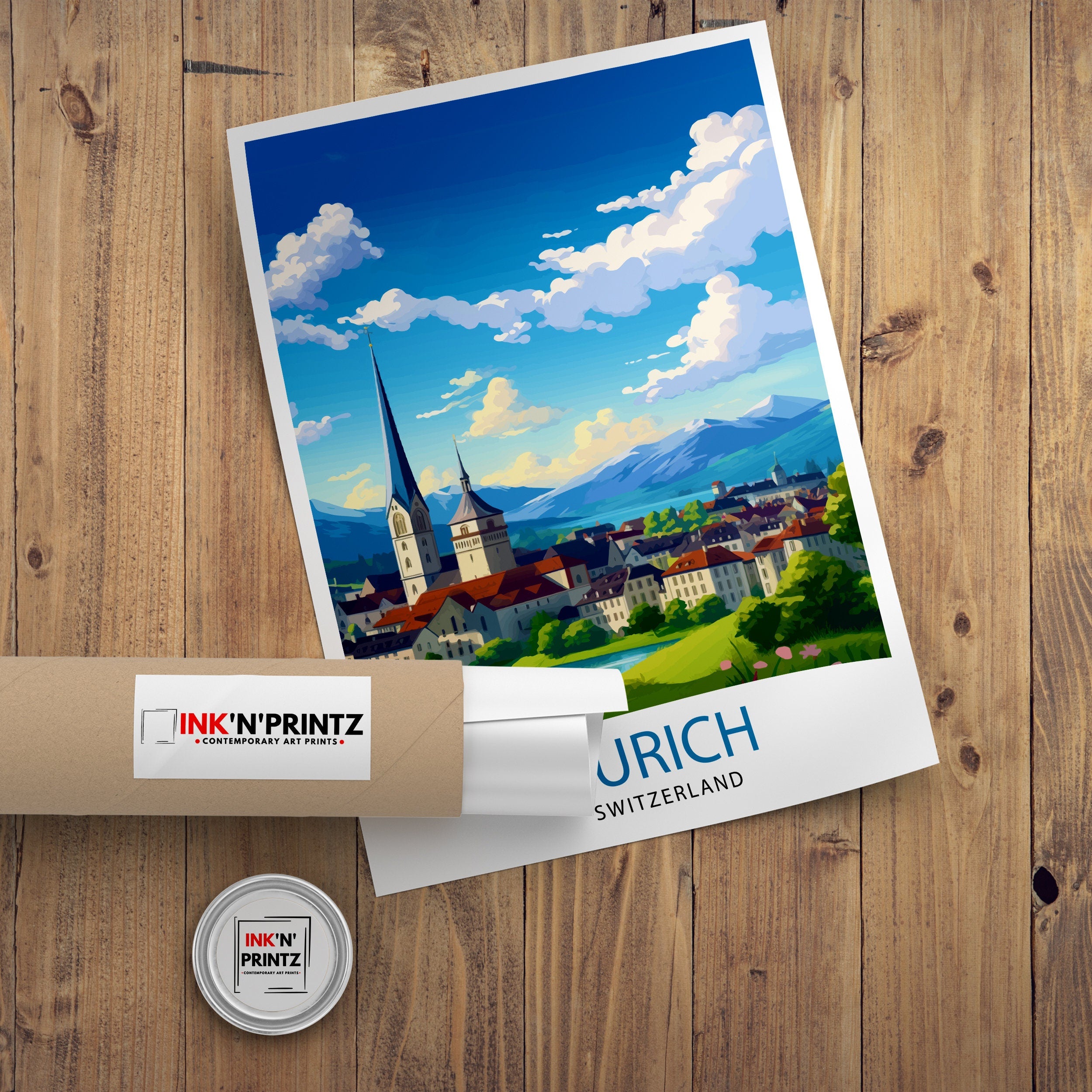Zurich Switzerland Travel Poster Zurich