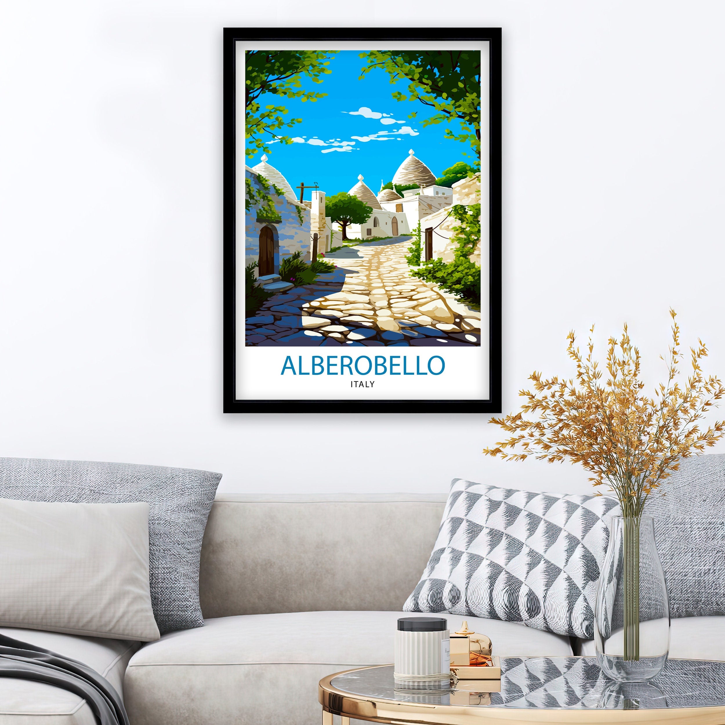 Alberobello Italy Travel Print Wall Decor, Italy Illustration Travel Poster, Alberobello Gift Italy Home Decor