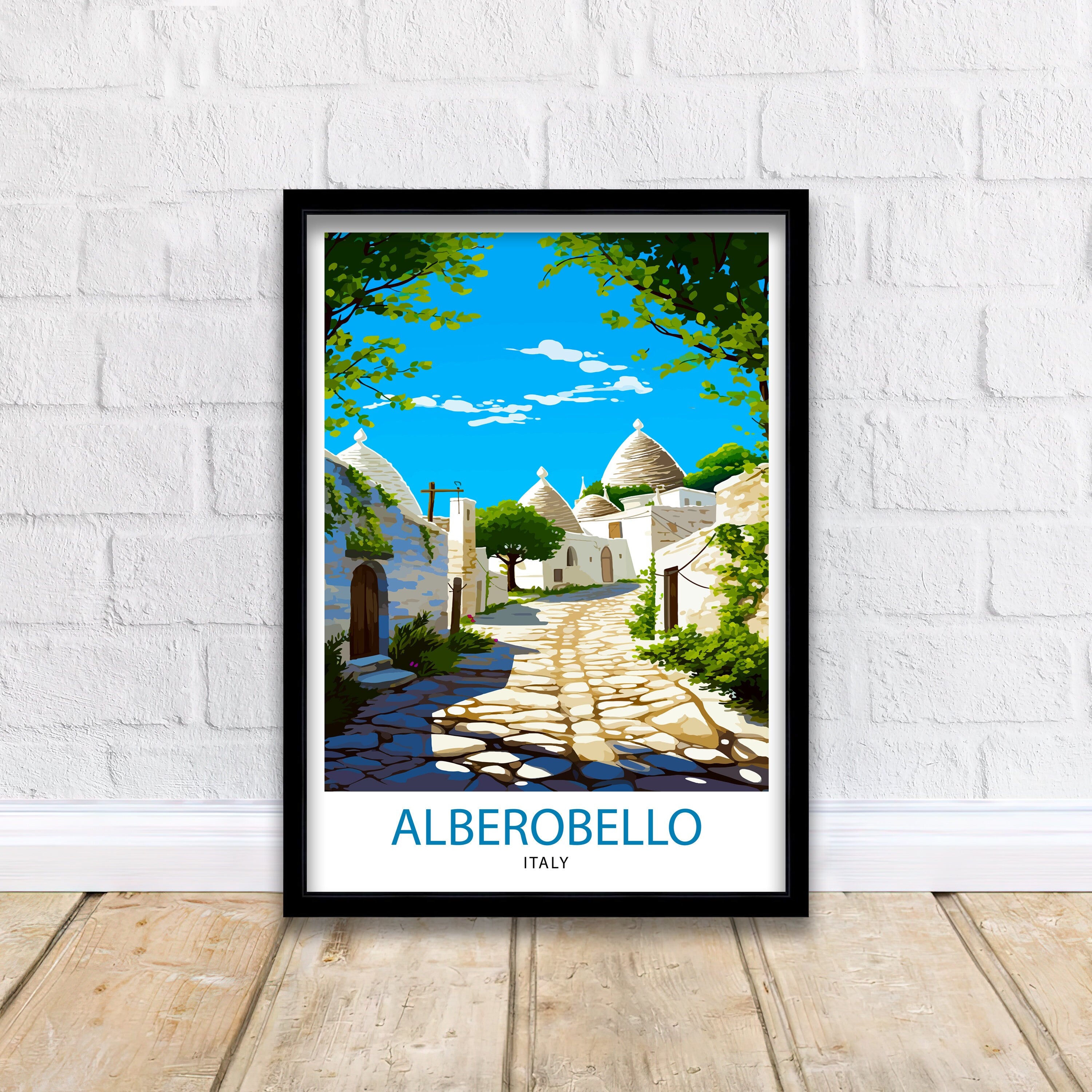 Alberobello Italy Travel Print Wall Decor, Italy Illustration Travel Poster, Alberobello Gift Italy Home Decor