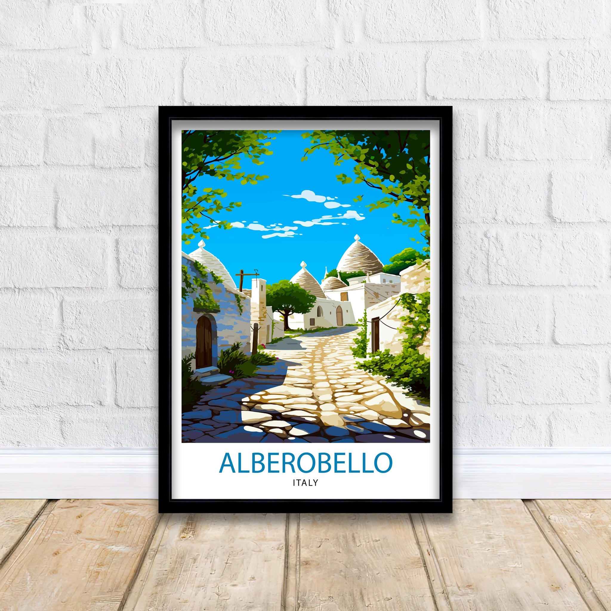 Alberobello Italy Travel Print Wall Decor, Italy Illustration Travel Poster, Alberobello Gift Italy Home Decor