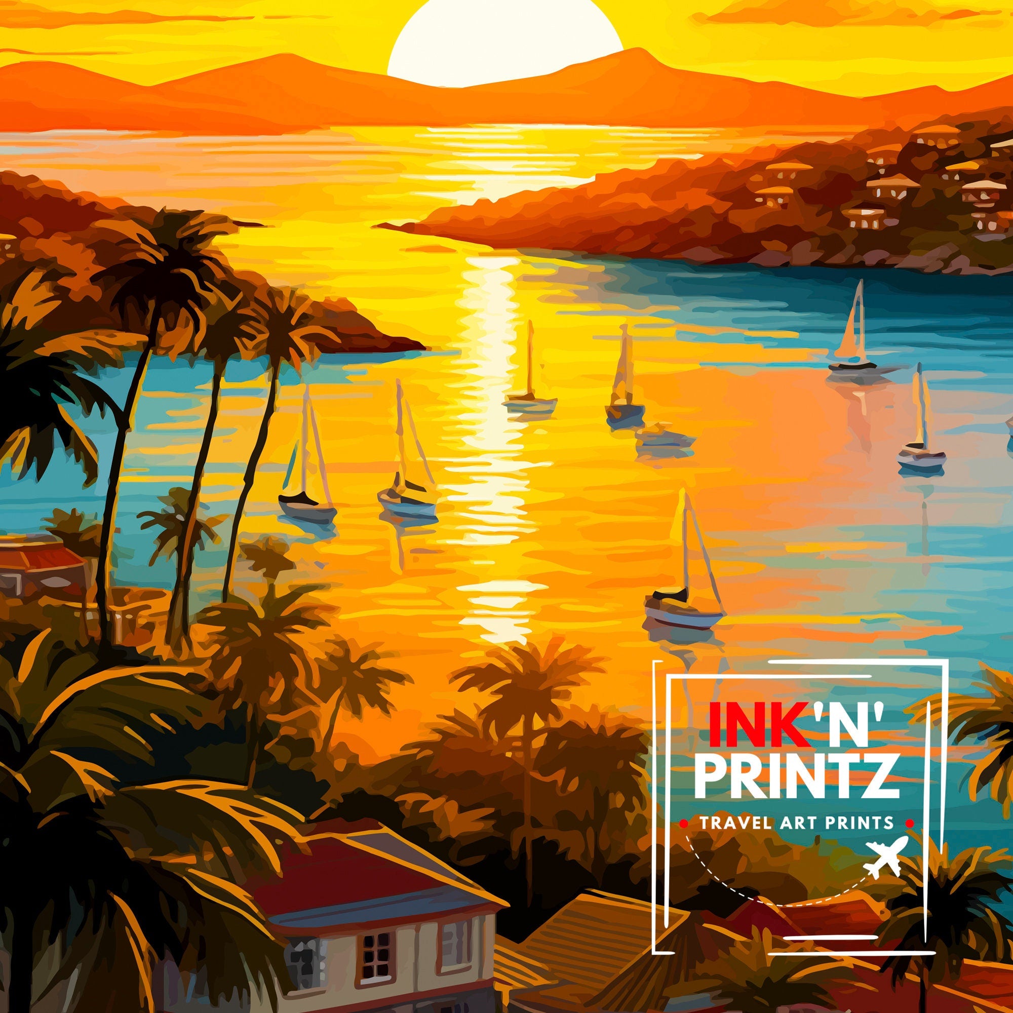Antigua Travel Print | Antigua Poster | Antigua | Travel Print | Antigua Art | Travel Poster | Antigua Wall Art | Antigua And Barbuda