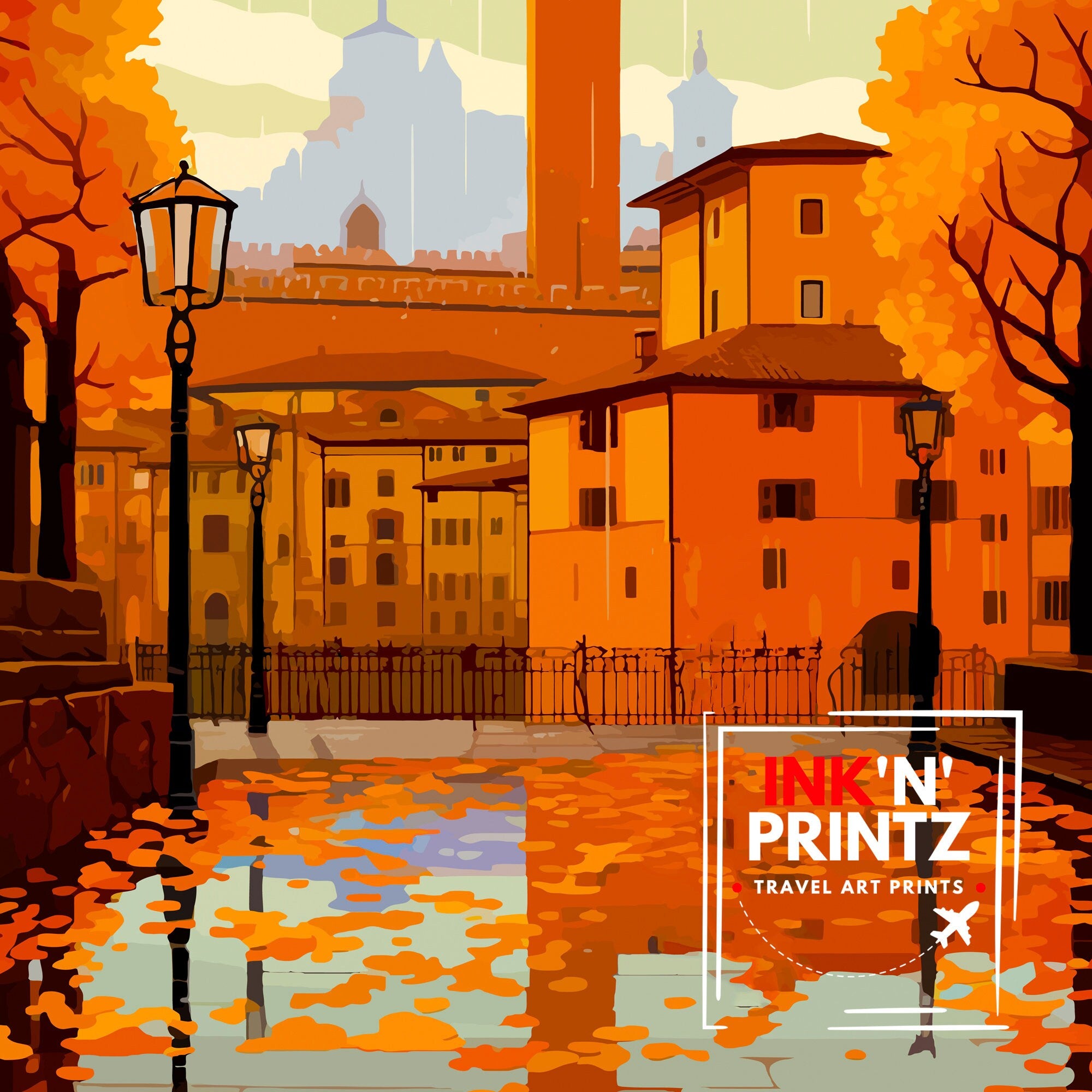 Bologna Italy Travel Print Bologna Wall Decor Bologna Home Living Decor Italy Illustration Travel Poster Gift For Bologna Italy Home Decor