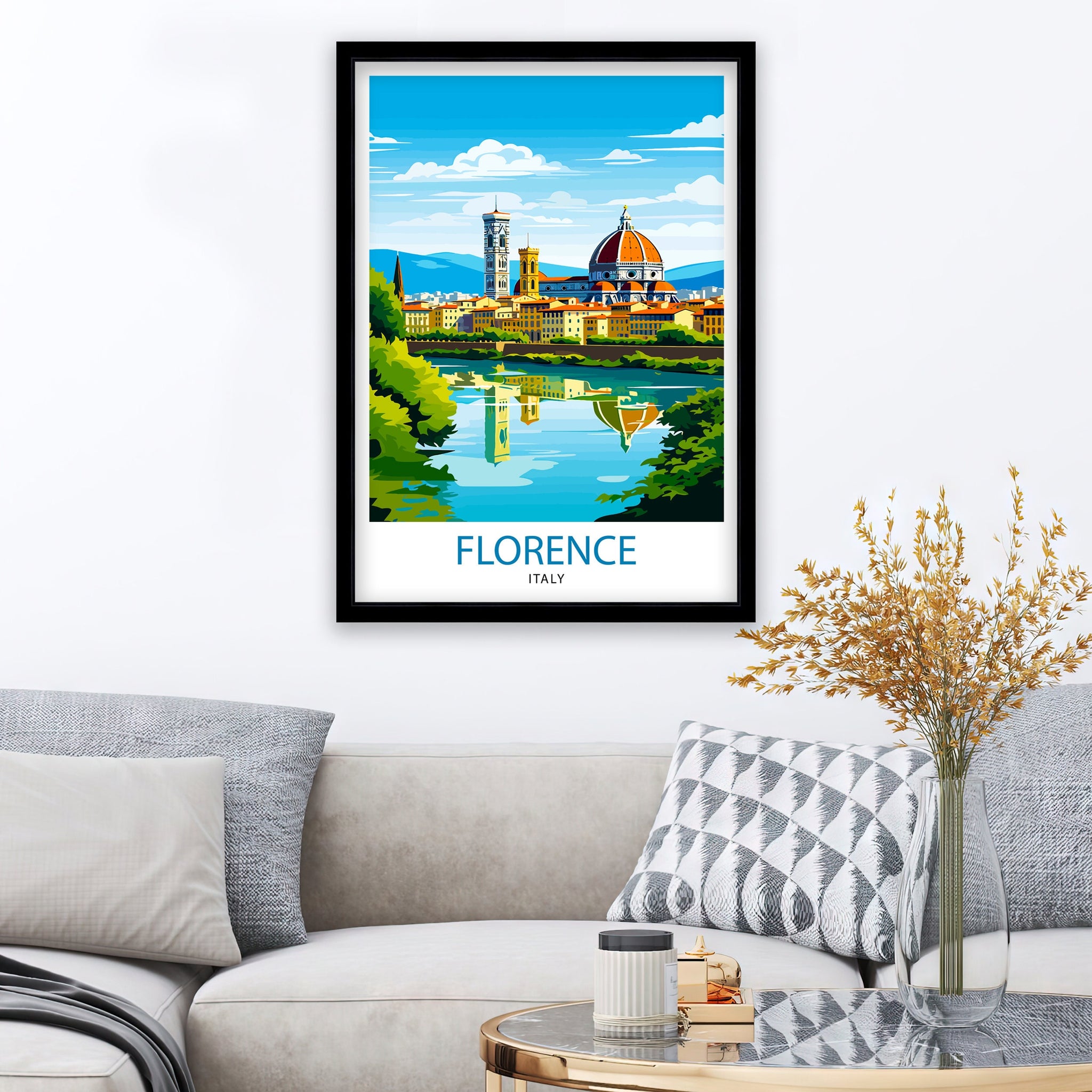 Florence Italy Travel Print Florence Wall Decor Florence Home Living Decor Florence Italy Illustration Travel Poster Gift for Florence