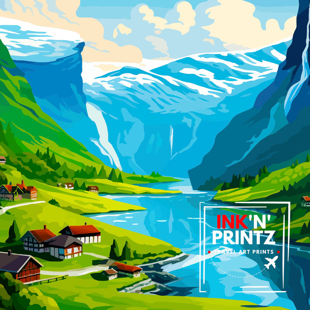 Geirangerfjord Norway Travel Poster Geirangerfjord