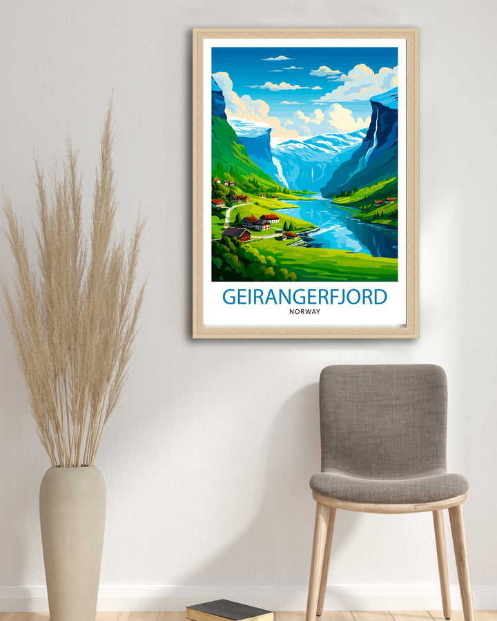 Geirangerfjord Norway Travel Poster Geirangerfjord