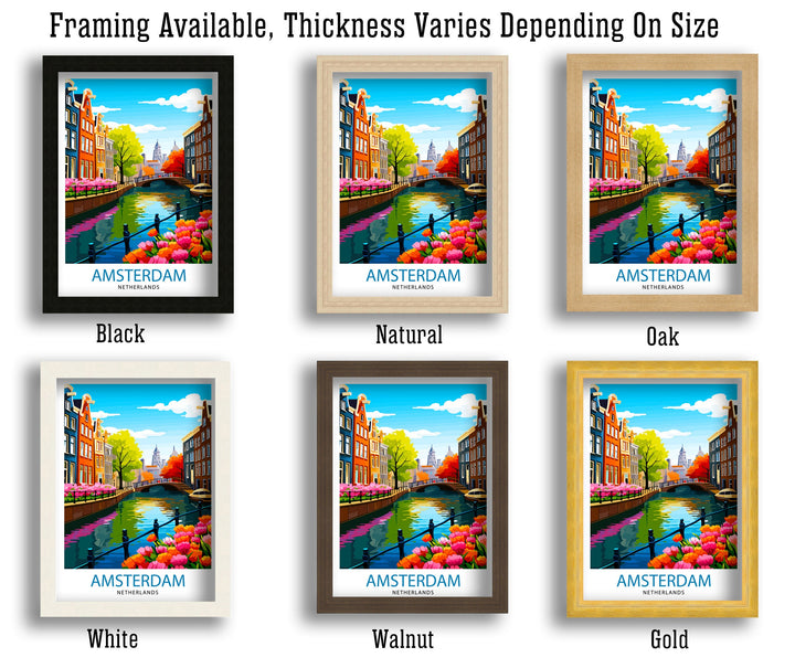 Amsterdam Travel Print Amsterdam Wall Art Amsterdam Cityscape Netherlands Illustration Amsterdam Travel Poster Gift for Amsterdam Lovers