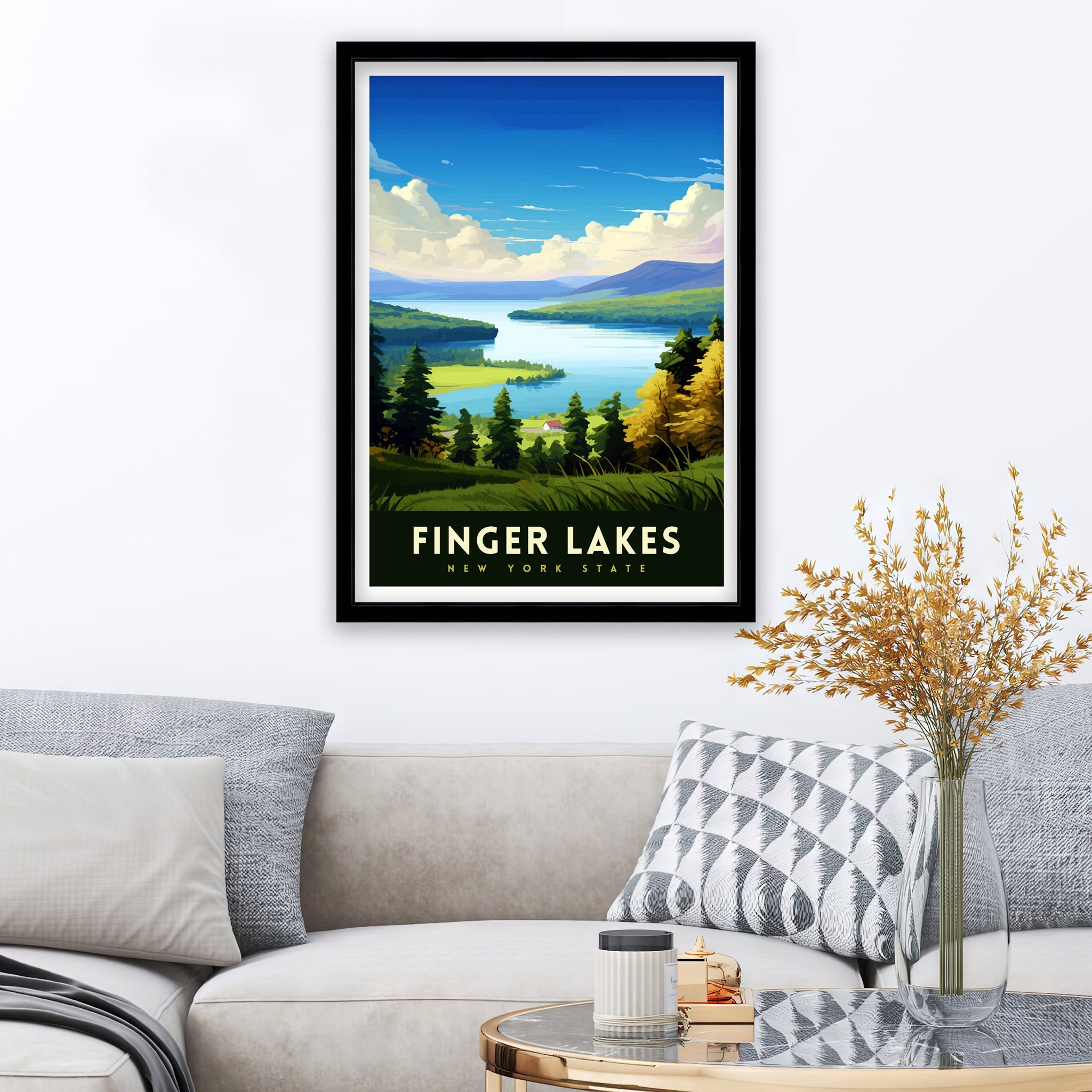 Finger Lakes New York State Travel Print| Finger Lakes Wall Decor Finger Lakes Poster New York State Travel Prints Finger Lakes Art Print