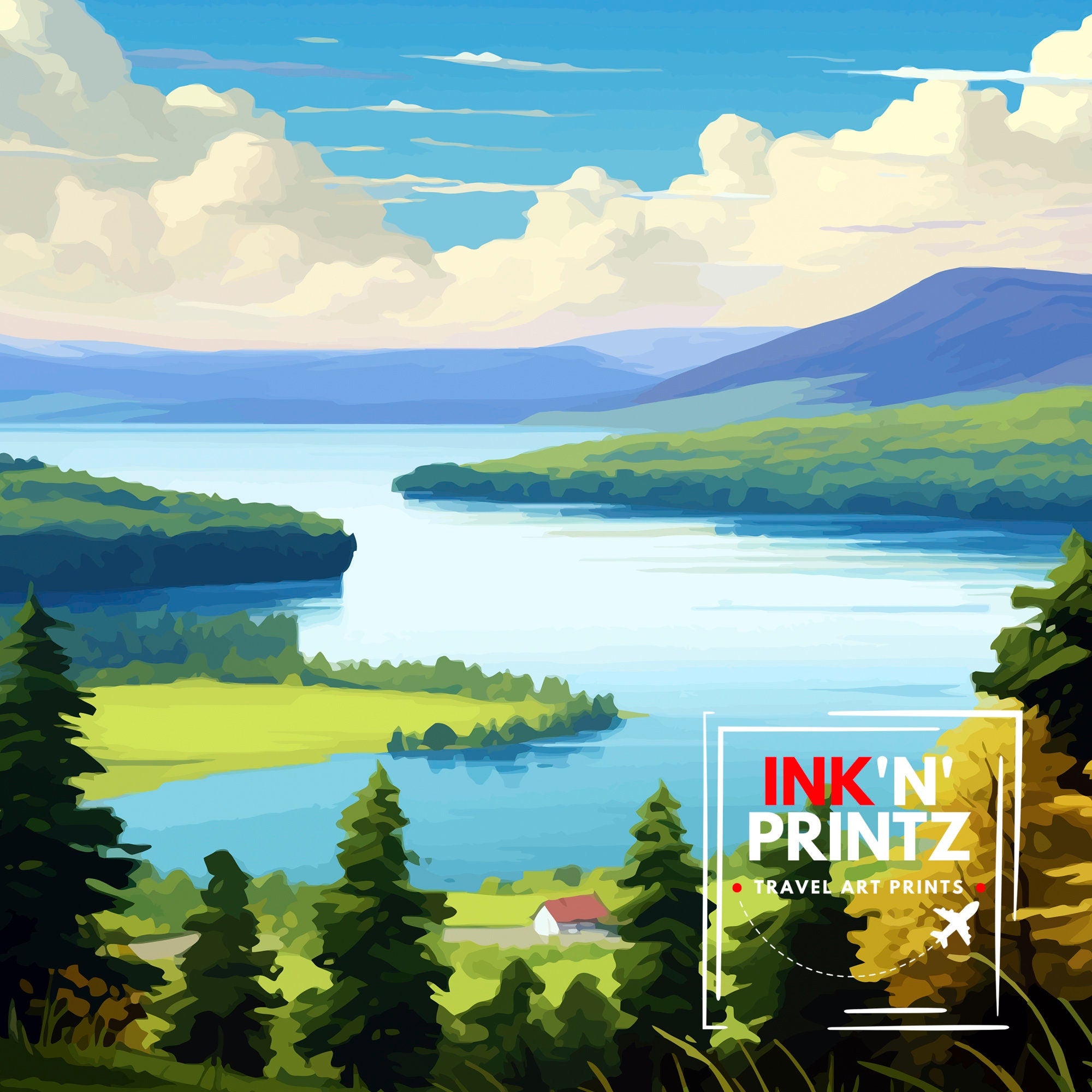 Finger Lakes New York State Travel Print| Finger Lakes Wall Decor Finger Lakes Poster New York State Travel Prints Finger Lakes Art Print