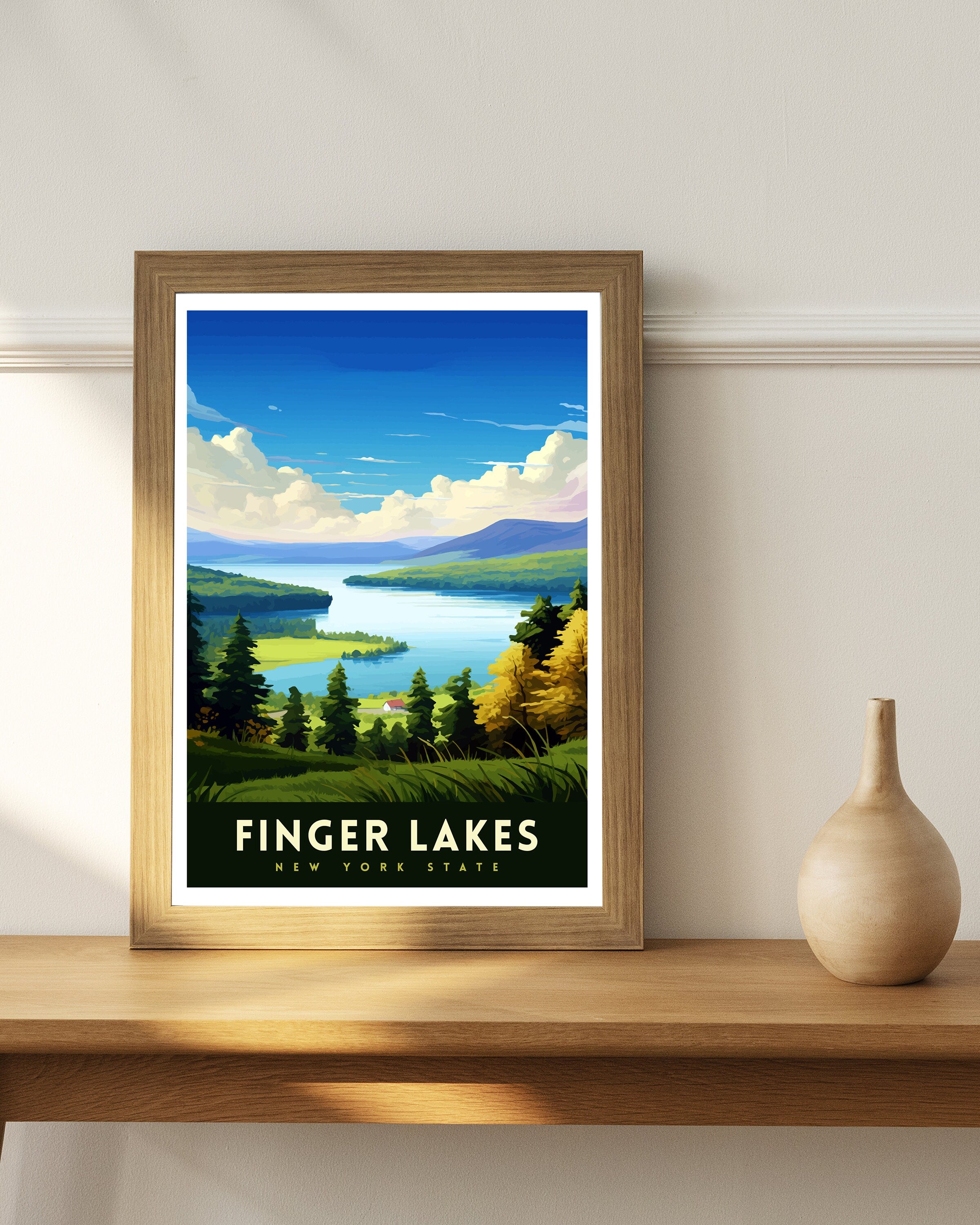 Finger Lakes New York State Travel Print| Finger Lakes Wall Decor Finger Lakes Poster New York State Travel Prints Finger Lakes Art Print