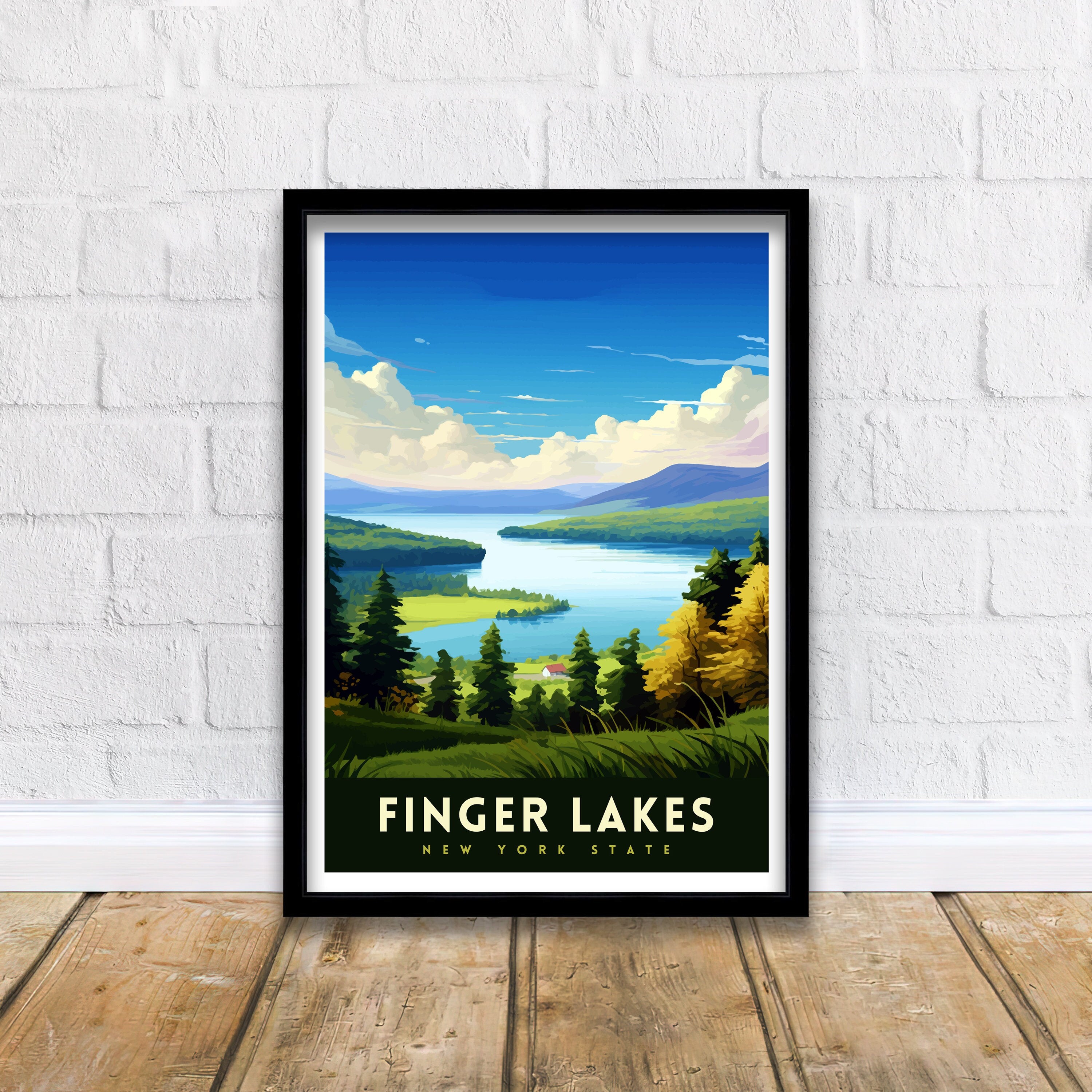Finger Lakes New York State Travel Print| Finger Lakes Wall Decor Finger Lakes Poster New York State Travel Prints Finger Lakes Art Print
