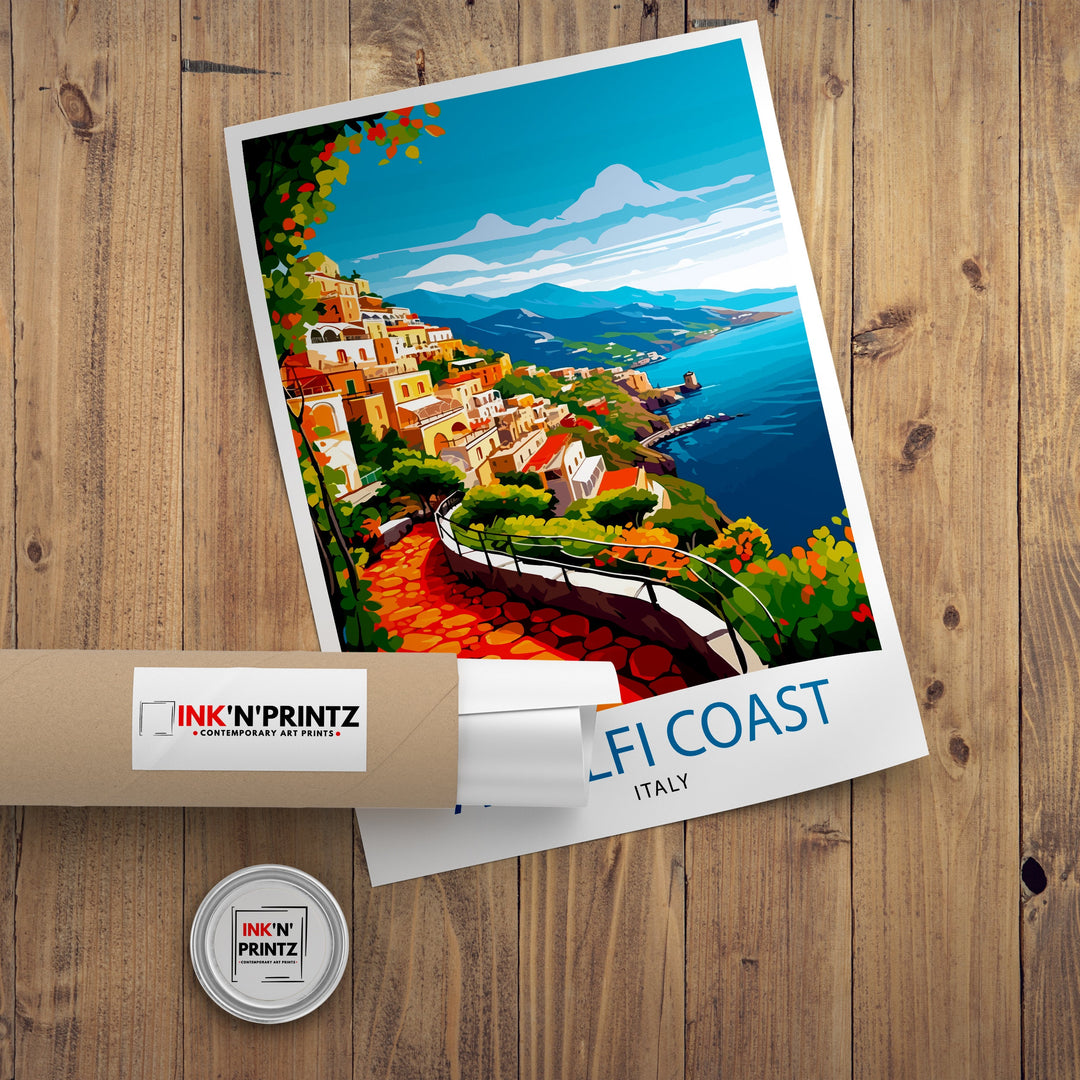 Amalfi Coast Italy Travel Poster Amalfi Coast