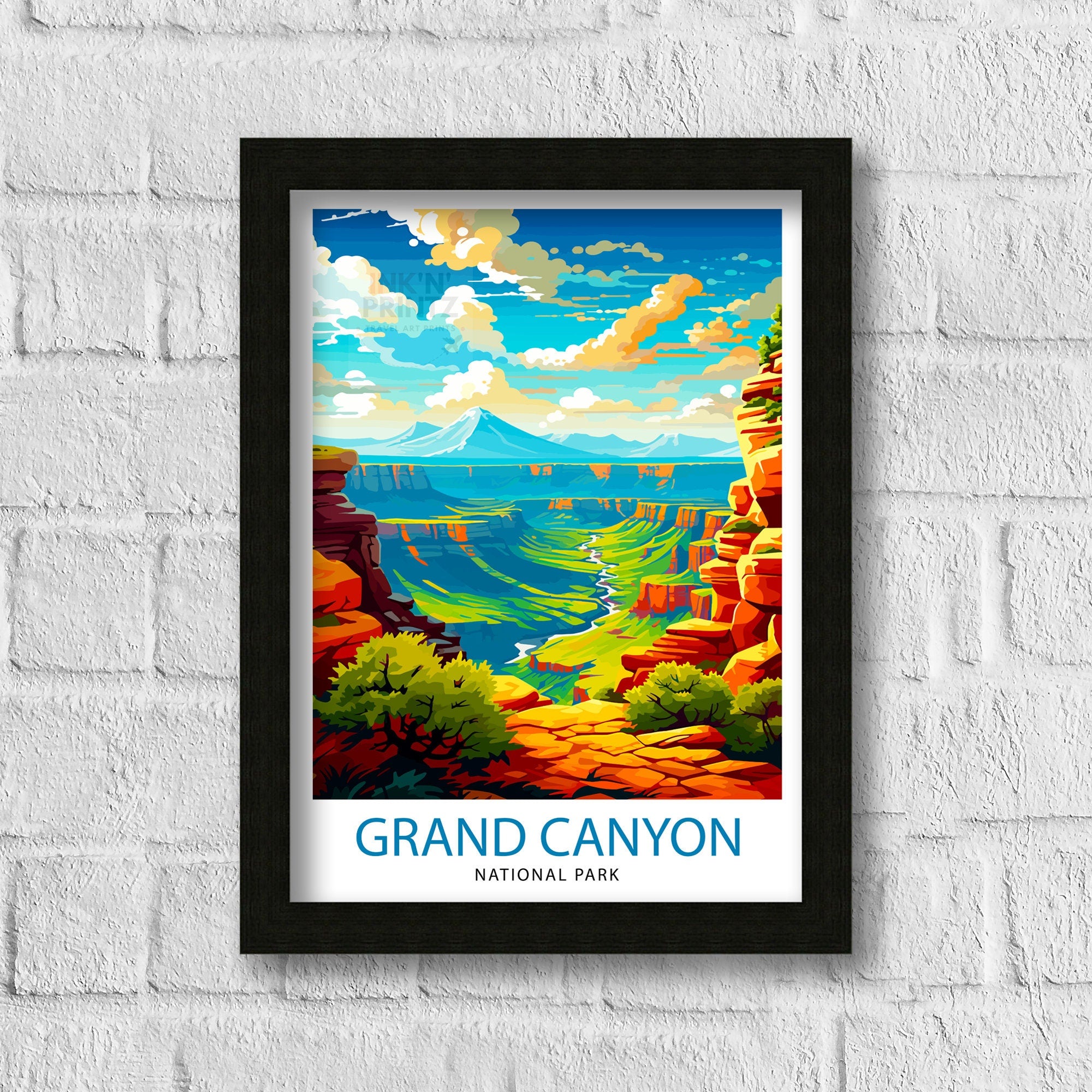 Grand Canyon Travel Print| Grand Canyon Wall Art Grand Canyon Decor Grand Canyon Illustration Travel Poster Gift For Grand Canyon