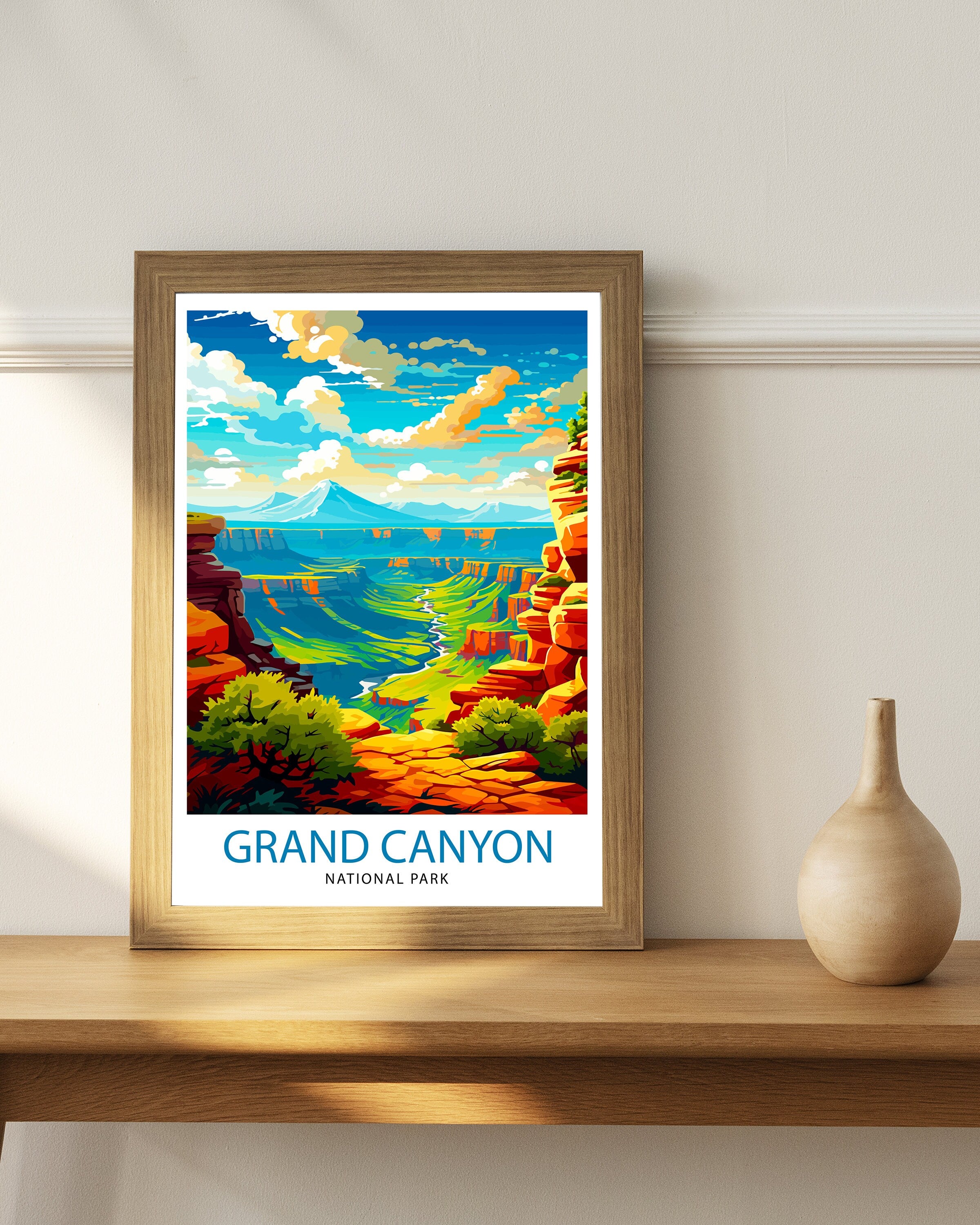 Grand Canyon Travel Print| Grand Canyon Wall Art Grand Canyon Decor Grand Canyon Illustration Travel Poster Gift For Grand Canyon