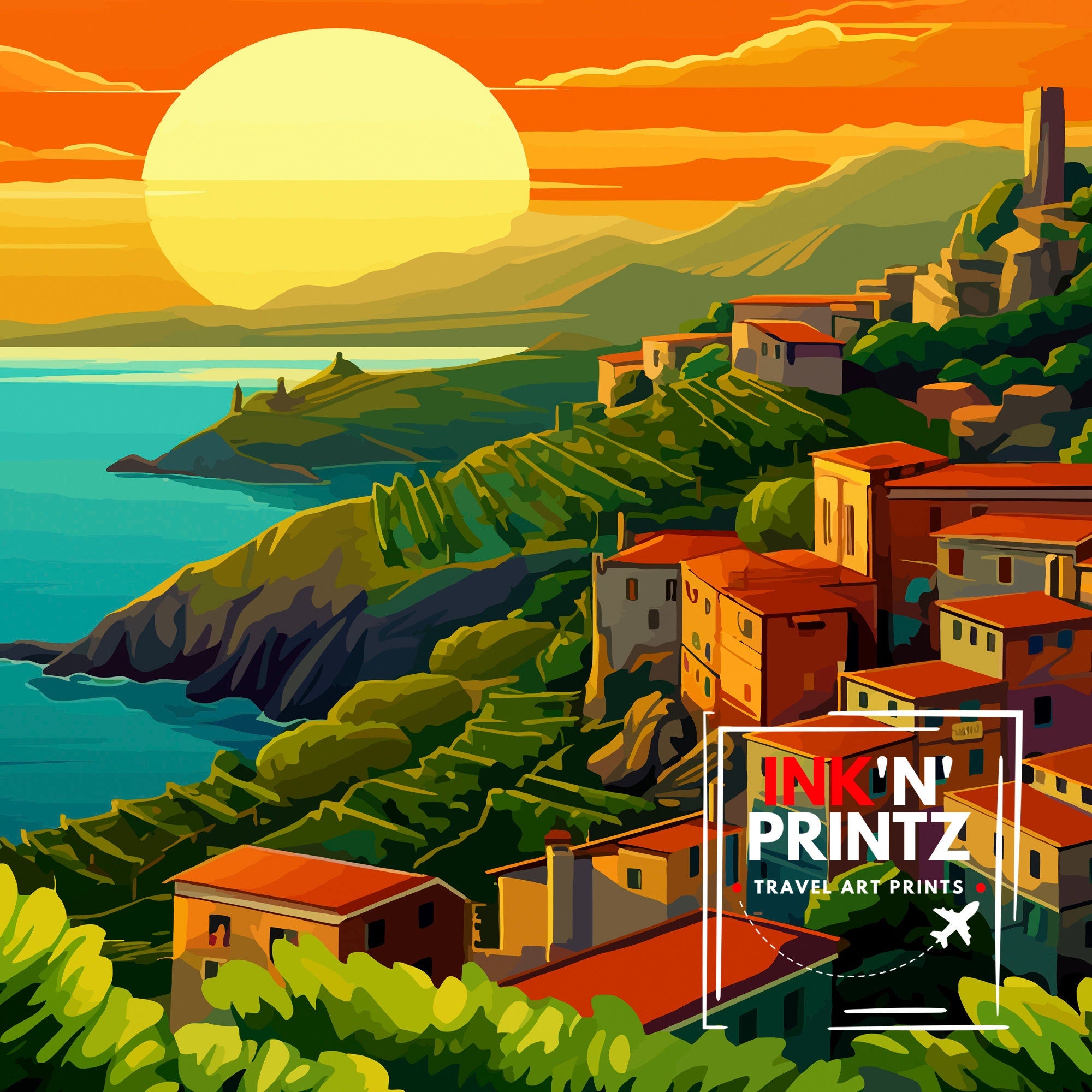 Cinque Terre Italy Travel Print Cinque Terre Wall Decor Cinque Terre Illustration Italy Travel Poster Gift For Italy Lovers Italy Home