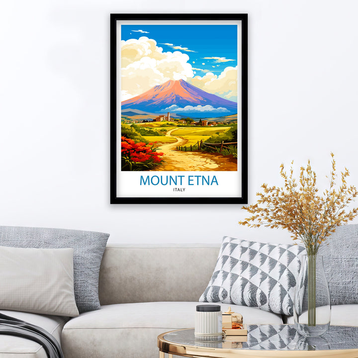 Mount Etna Sicily Travel Poster Mount Etna