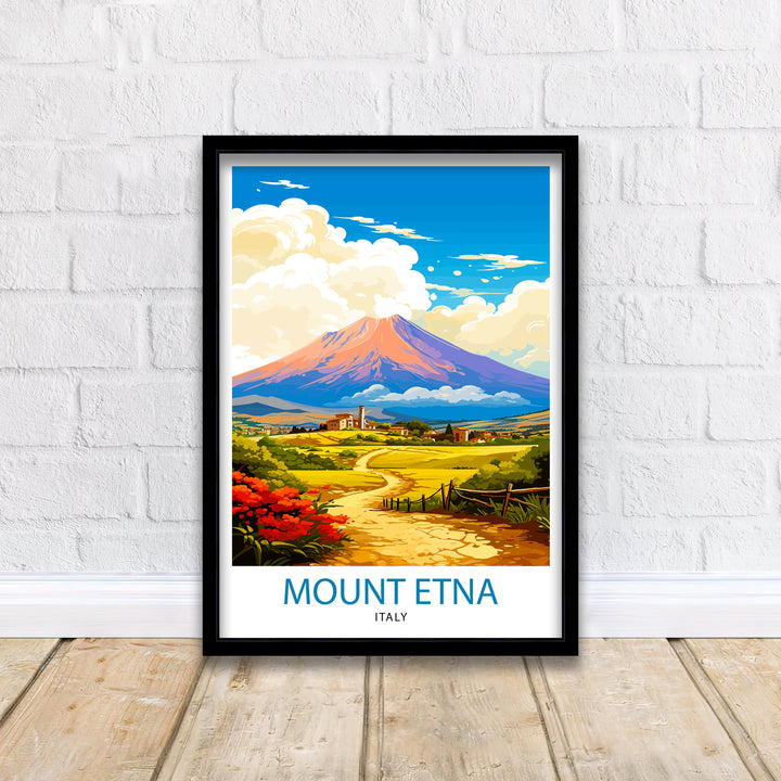 Mount Etna Sicily Travel Poster Mount Etna