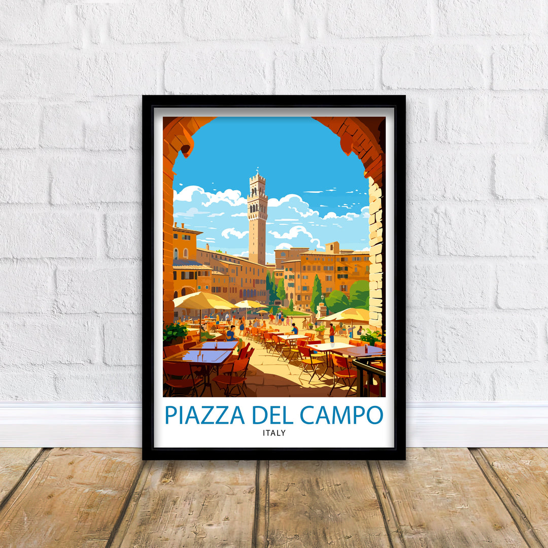 Piazza del Campo Italy Travel Poster Siena