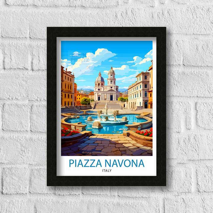 Piazza Navona Italy Travel Poster - Piazza Navona