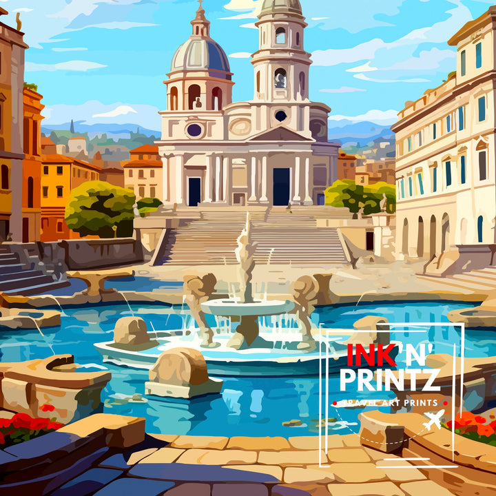 Piazza Navona Italy Travel Poster - Piazza Navona