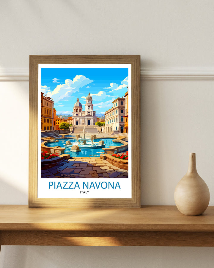 Piazza Navona Italy Travel Poster - Piazza Navona