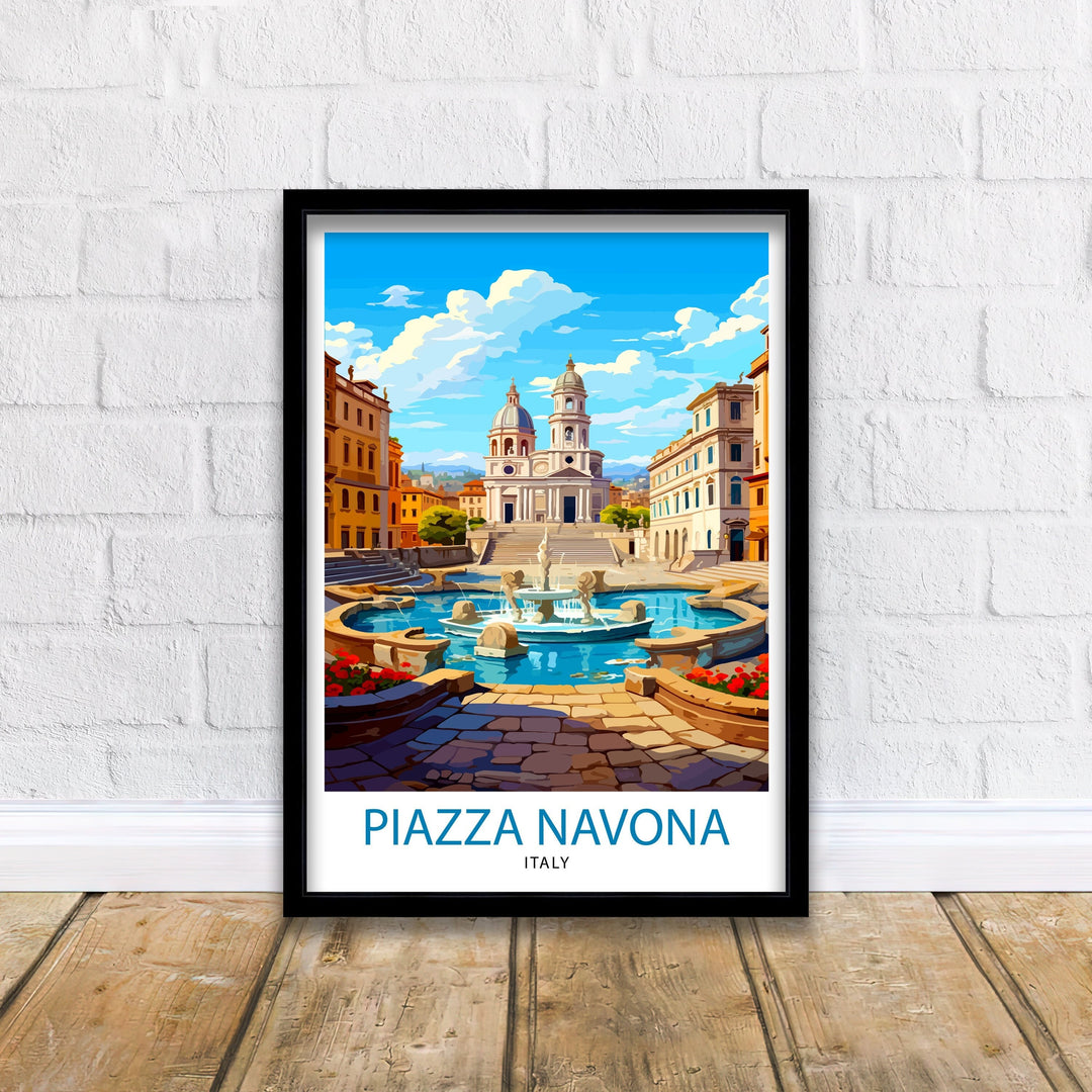 Piazza Navona Italy Travel Poster - Piazza Navona