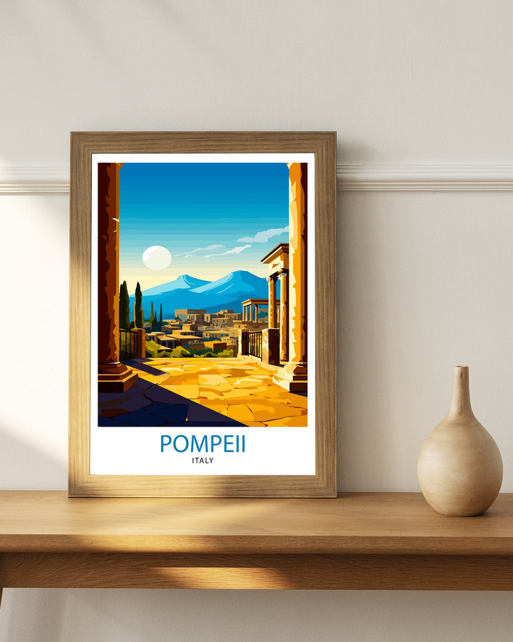 Pompeii Italy Travel Poster Pompeii