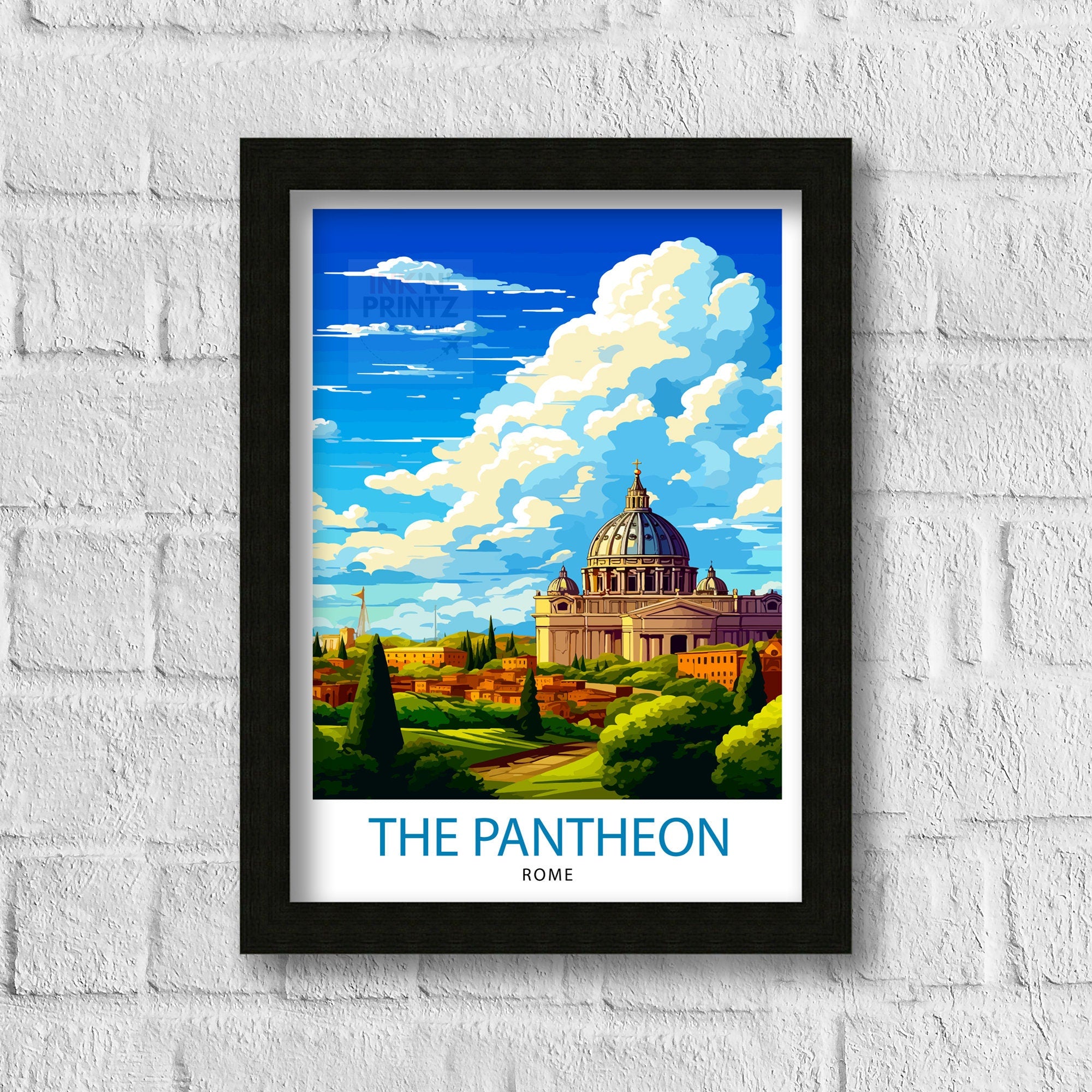 The Pantheon Rome Travel Print Pantheon Wall Decor Pantheon Poster Rome Travel Prints Pantheon Art Print Pantheon Illustration Pantheon Wall