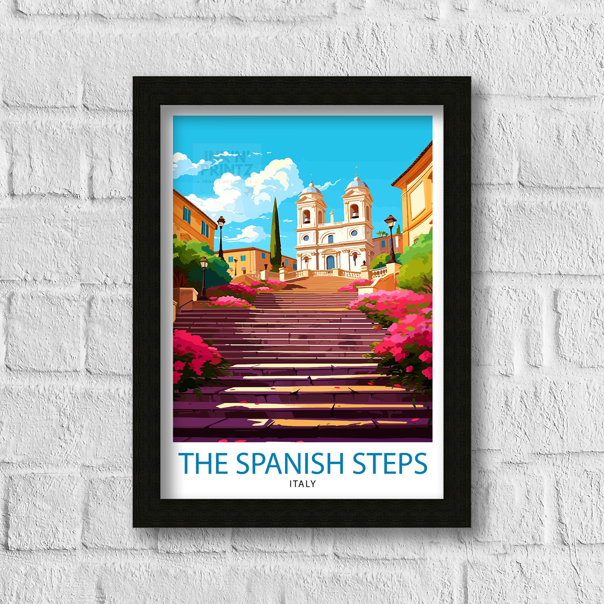 Spanish Steps Rome Italy Travel Print Rome Wall Decor Spanish Steps Poster Italy Travel Prints Rome Art Print Spanish Steps Illustration