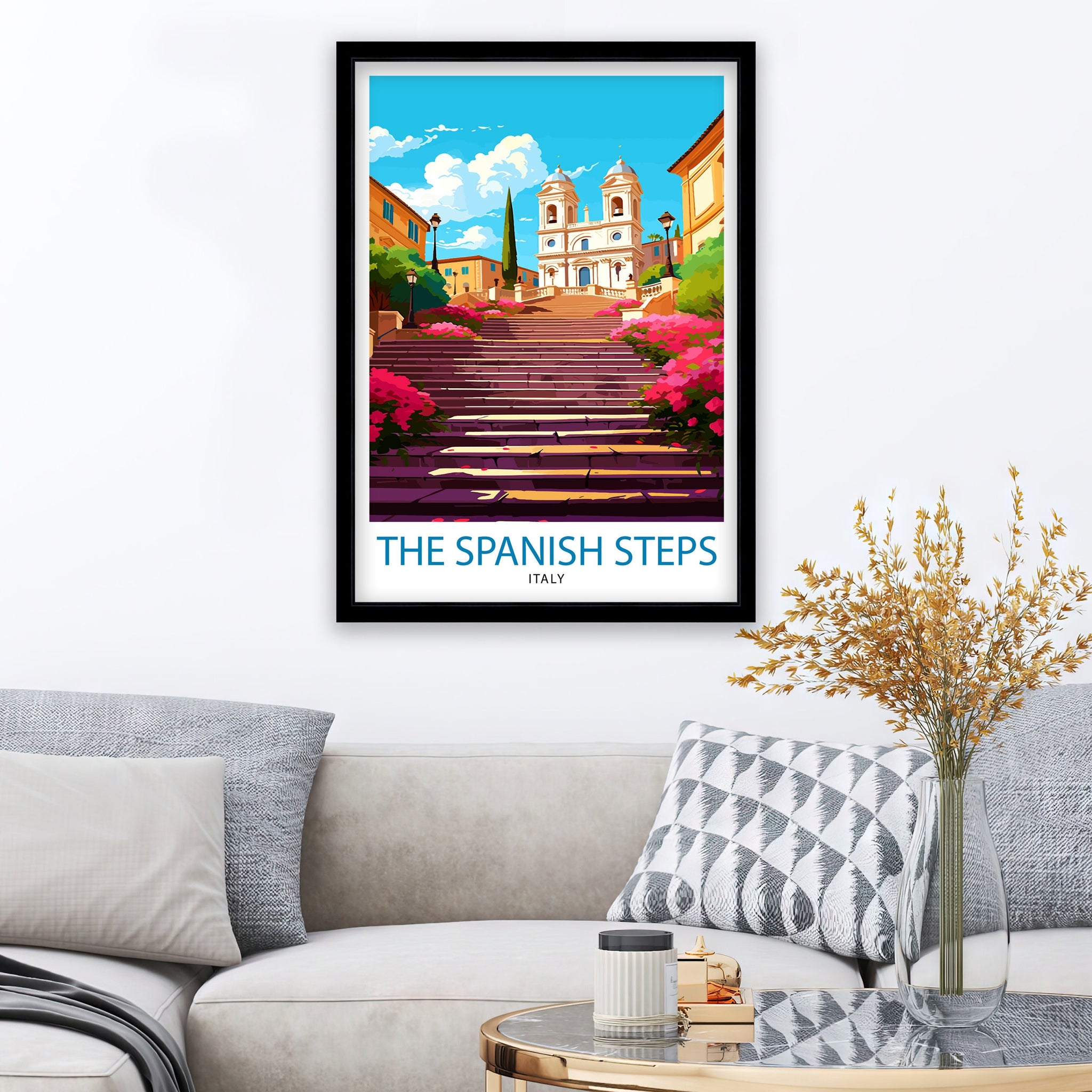 Spanish Steps Rome Italy Travel Print Rome Wall Decor Spanish Steps Poster Italy Travel Prints Rome Art Print Spanish Steps Illustration