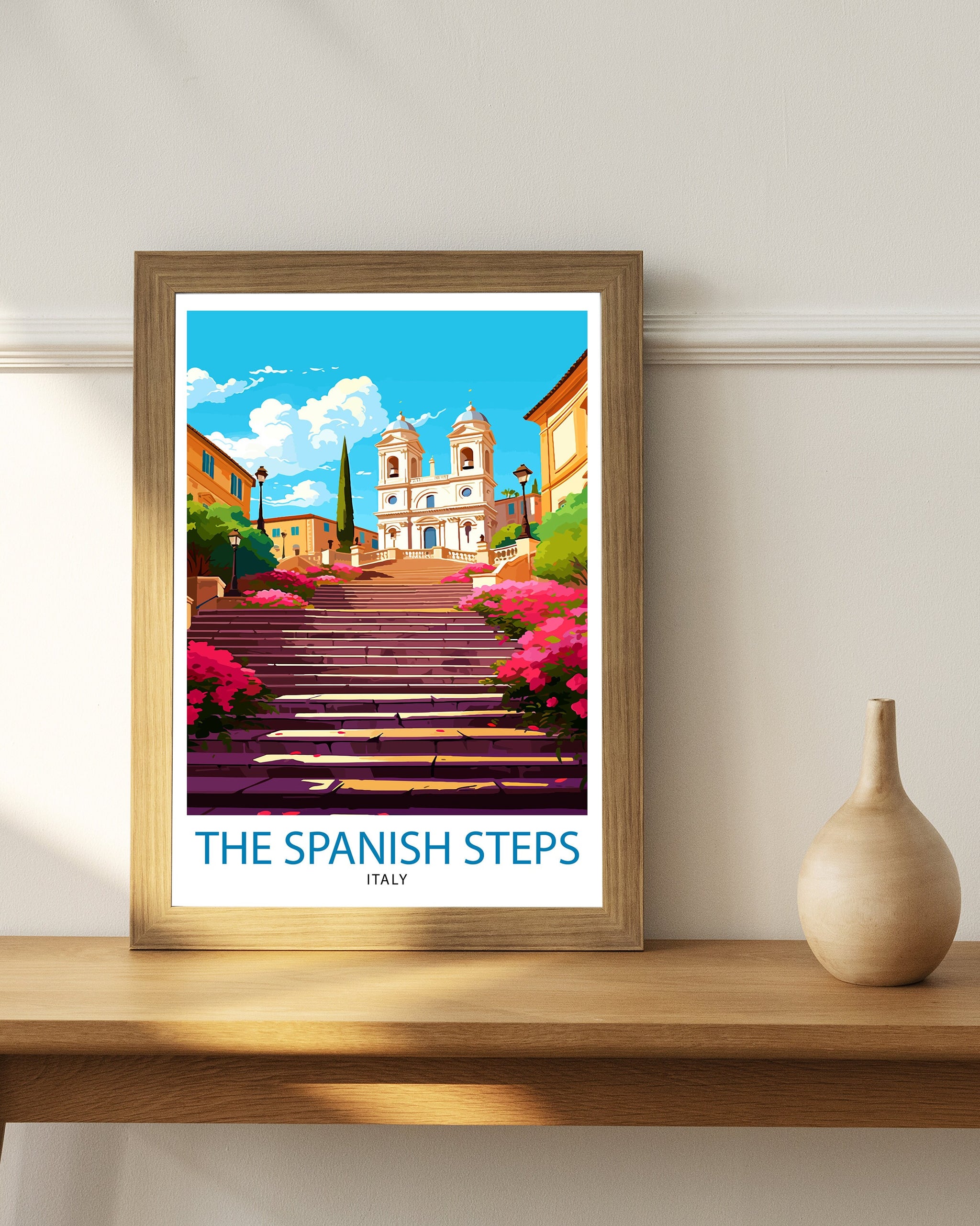 Spanish Steps Rome Italy Travel Print Rome Wall Decor Spanish Steps Poster Italy Travel Prints Rome Art Print Spanish Steps Illustration