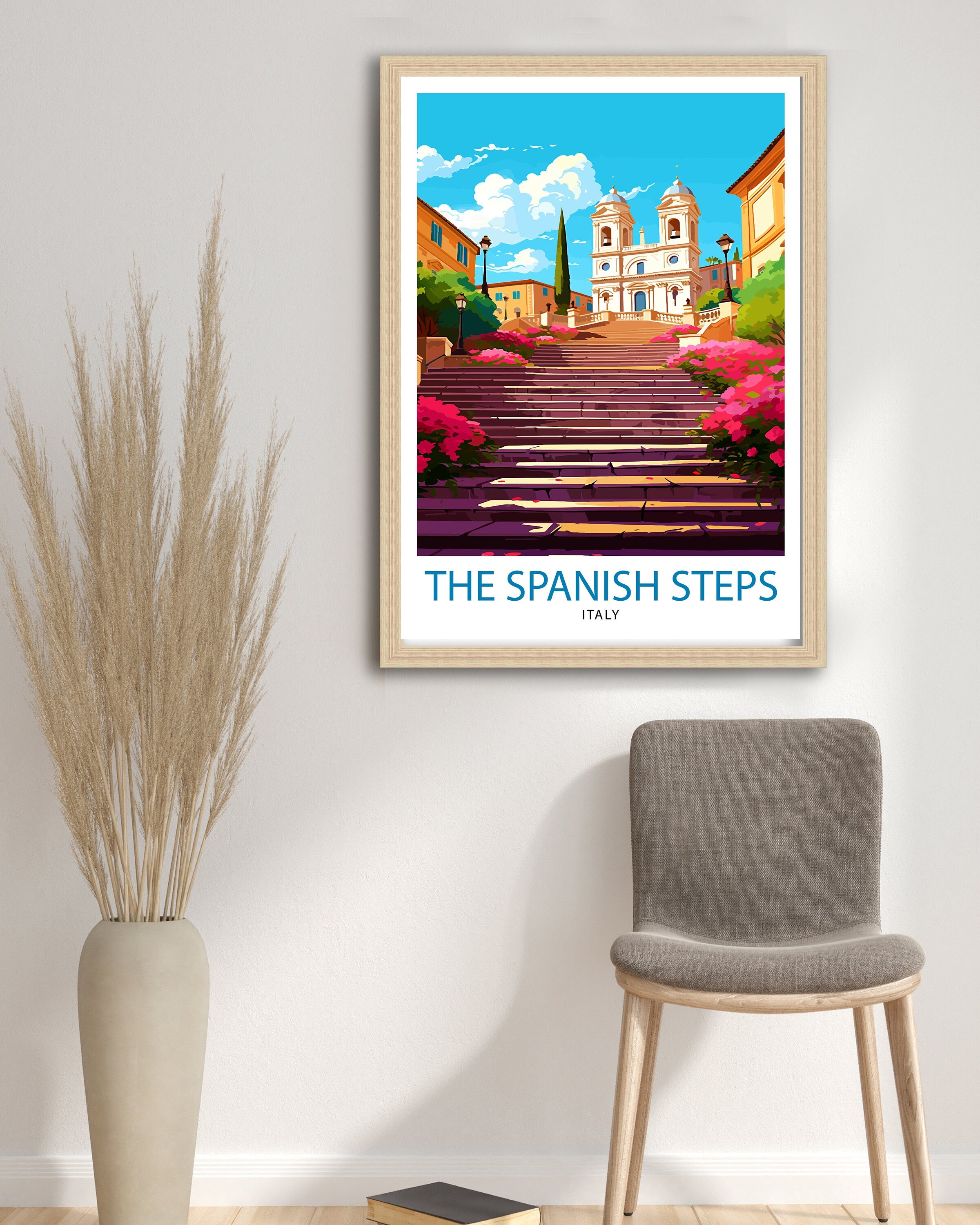 Spanish Steps Rome Italy Travel Print Rome Wall Decor Spanish Steps Poster Italy Travel Prints Rome Art Print Spanish Steps Illustration