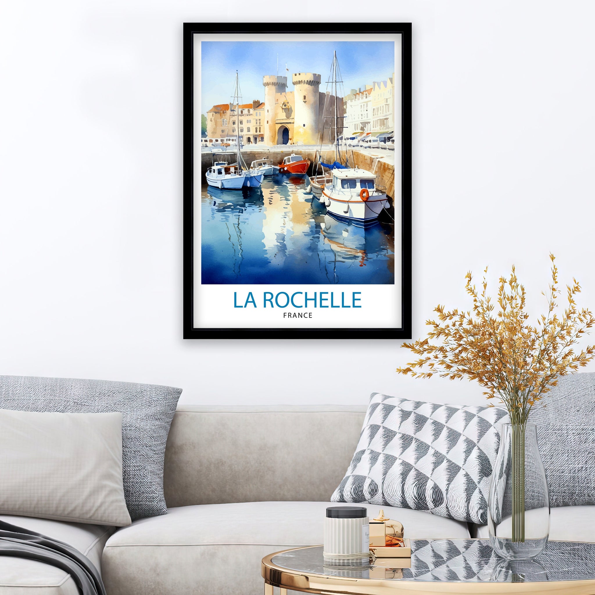 La Rochelle Travel Print La Rochelle Wall Decor France Illustration Travel Poster Gift for La Rochelle Home Decor