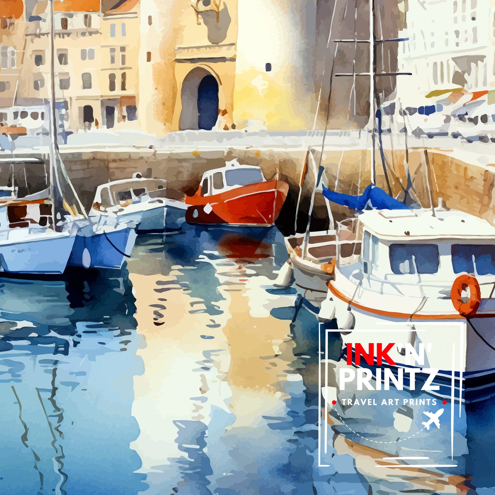 La Rochelle Travel Print La Rochelle Wall Decor France Illustration Travel Poster Gift for La Rochelle Home Decor