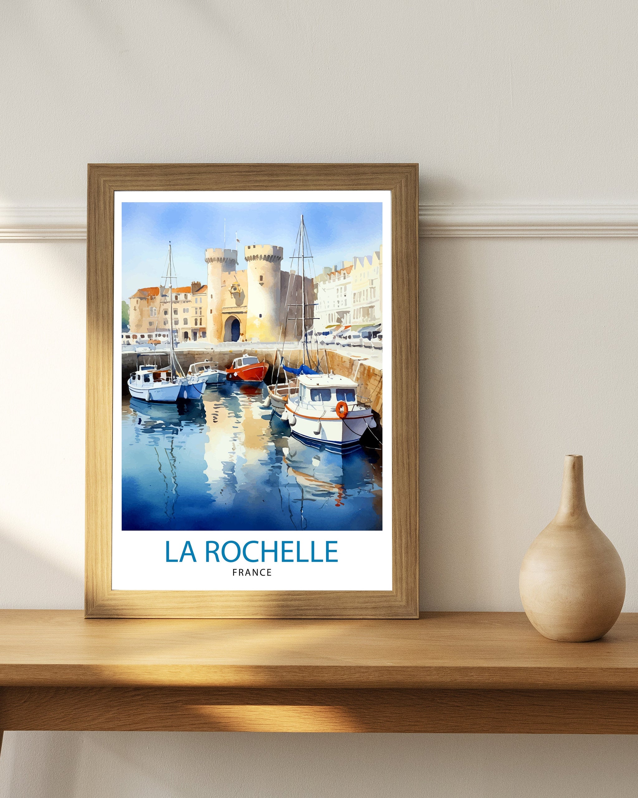 La Rochelle Travel Print La Rochelle Wall Decor France Illustration Travel Poster Gift for La Rochelle Home Decor