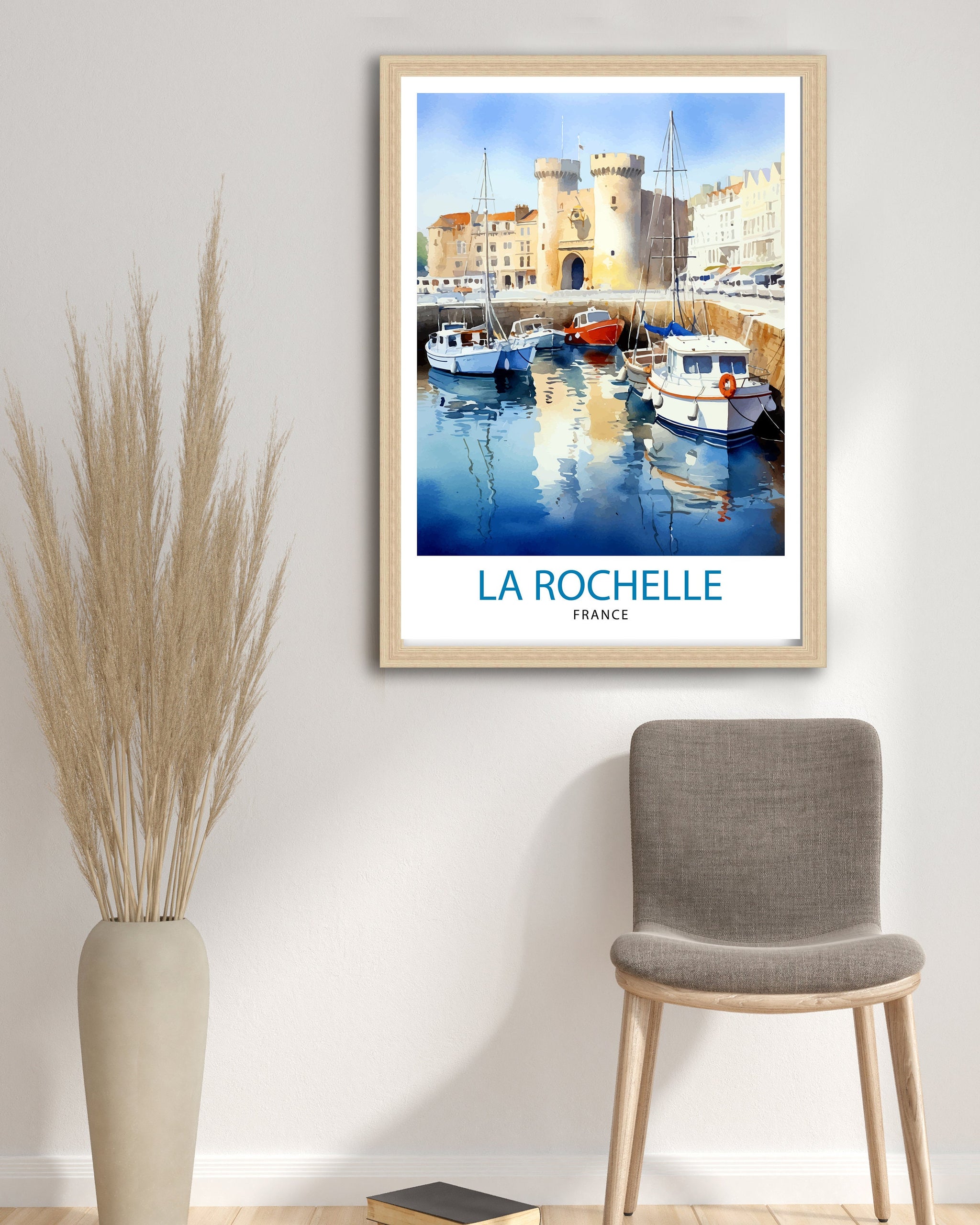 La Rochelle Travel Print La Rochelle Wall Decor France Illustration Travel Poster Gift for La Rochelle Home Decor