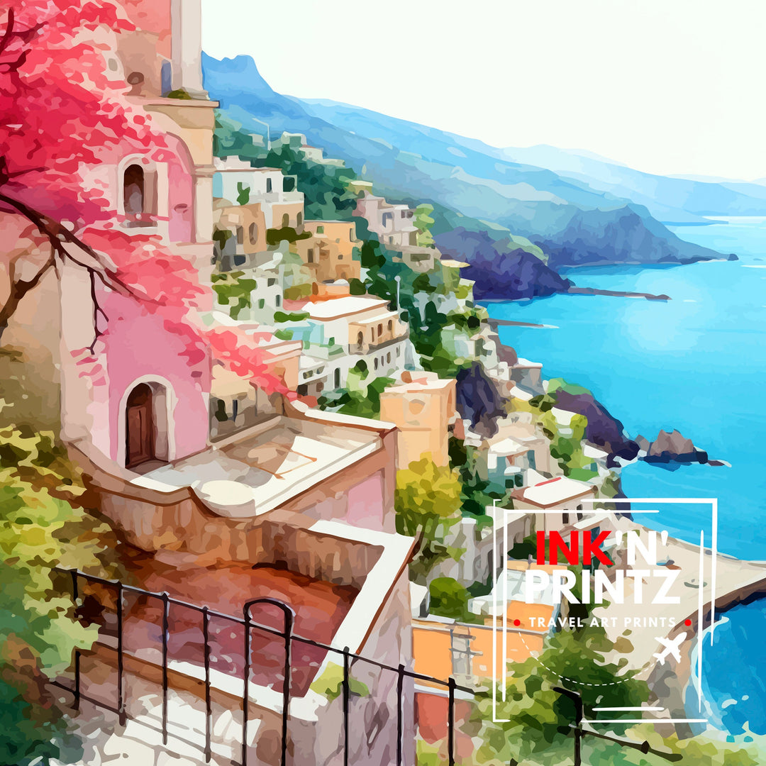 Amalfi Coast Italy Travel Poster Amalfi Coast