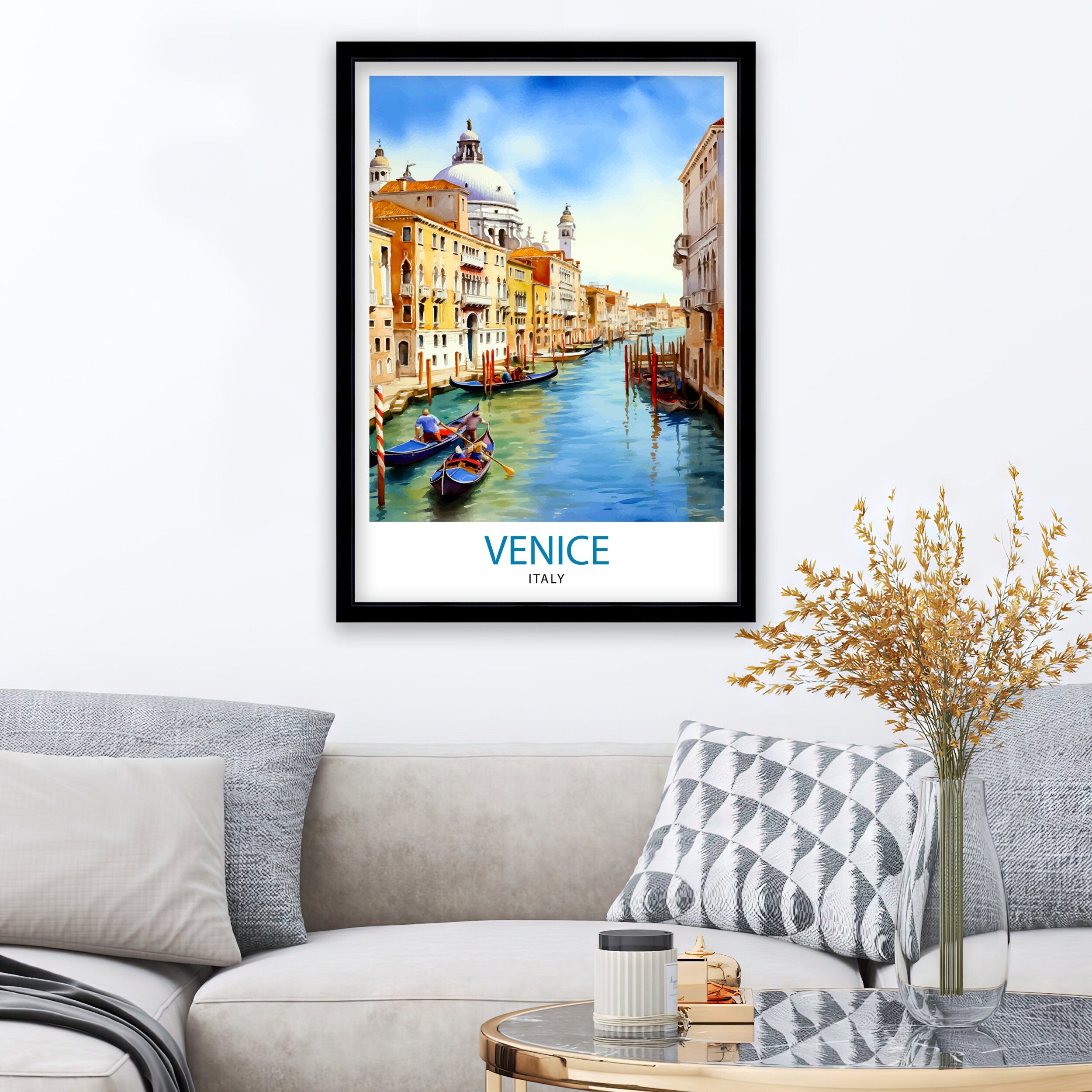 Venice Travel Print Venice Wall Decor Venice Home Living Decor Venice Italy City Print Capital City Venice Canal Poster Venice Illustration