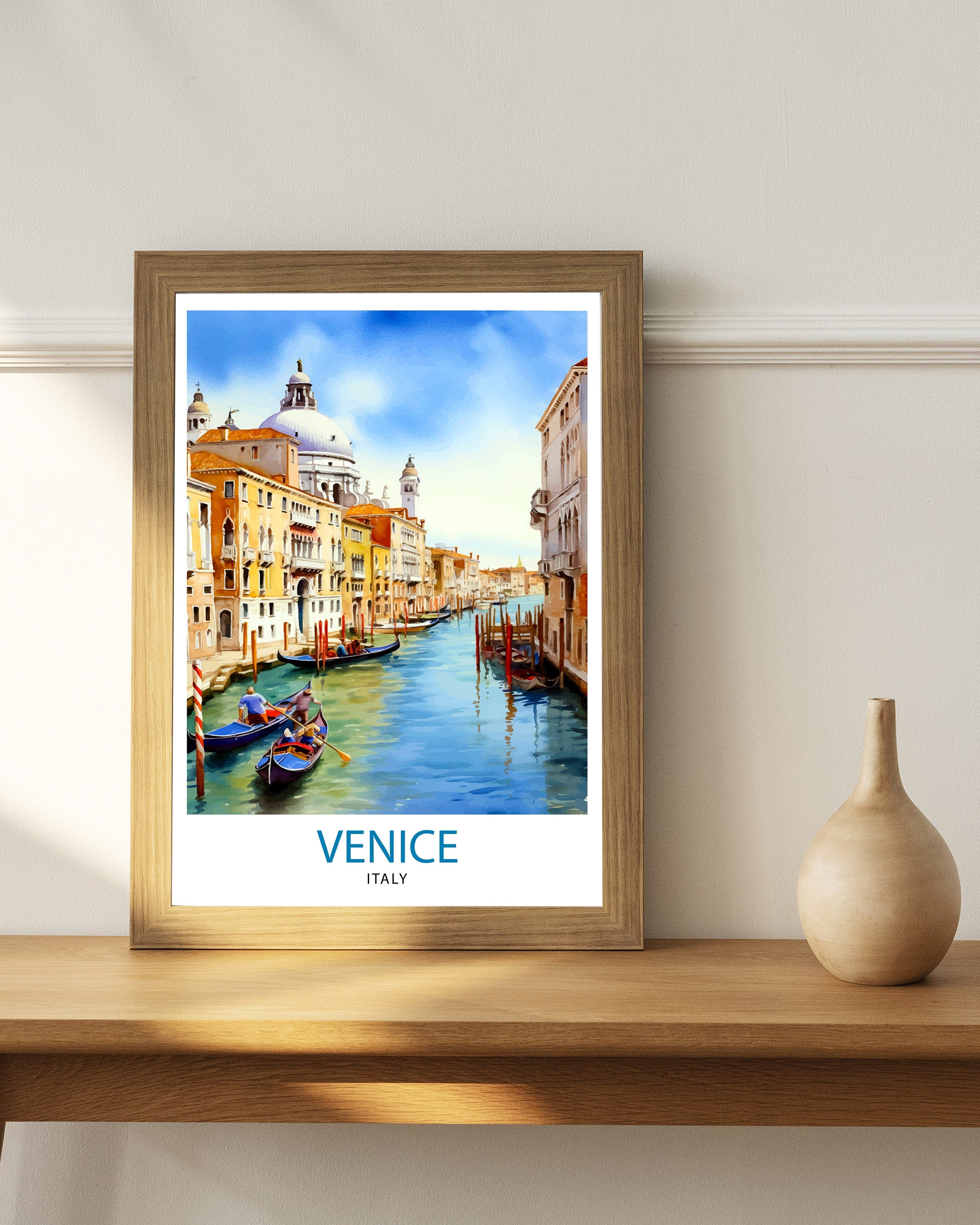 Venice Travel Print Venice Wall Decor Venice Home Living Decor Venice Italy City Print Capital City Venice Canal Poster Venice Illustration