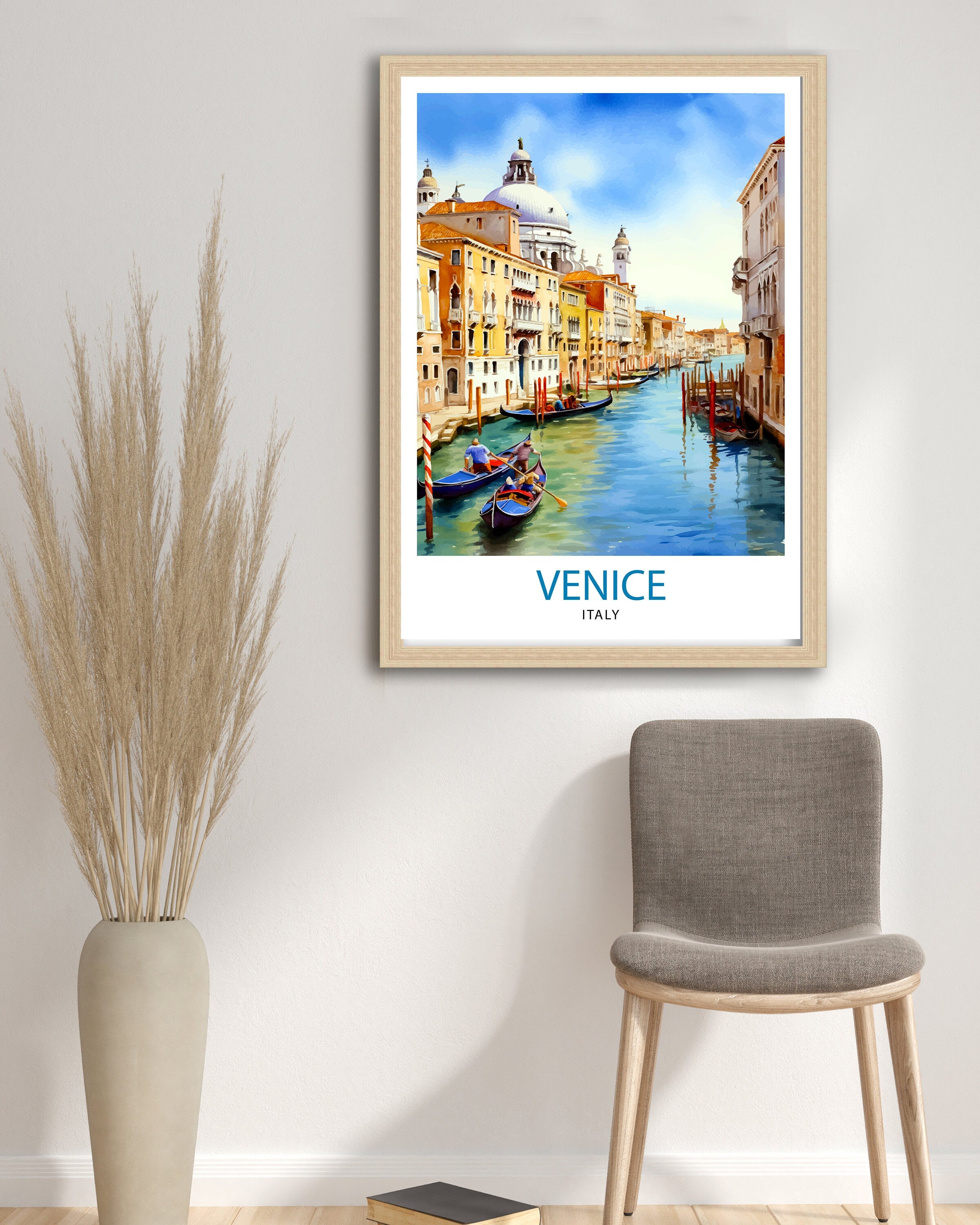 Venice Travel Print Venice Wall Decor Venice Home Living Decor Venice Italy City Print Capital City Venice Canal Poster Venice Illustration