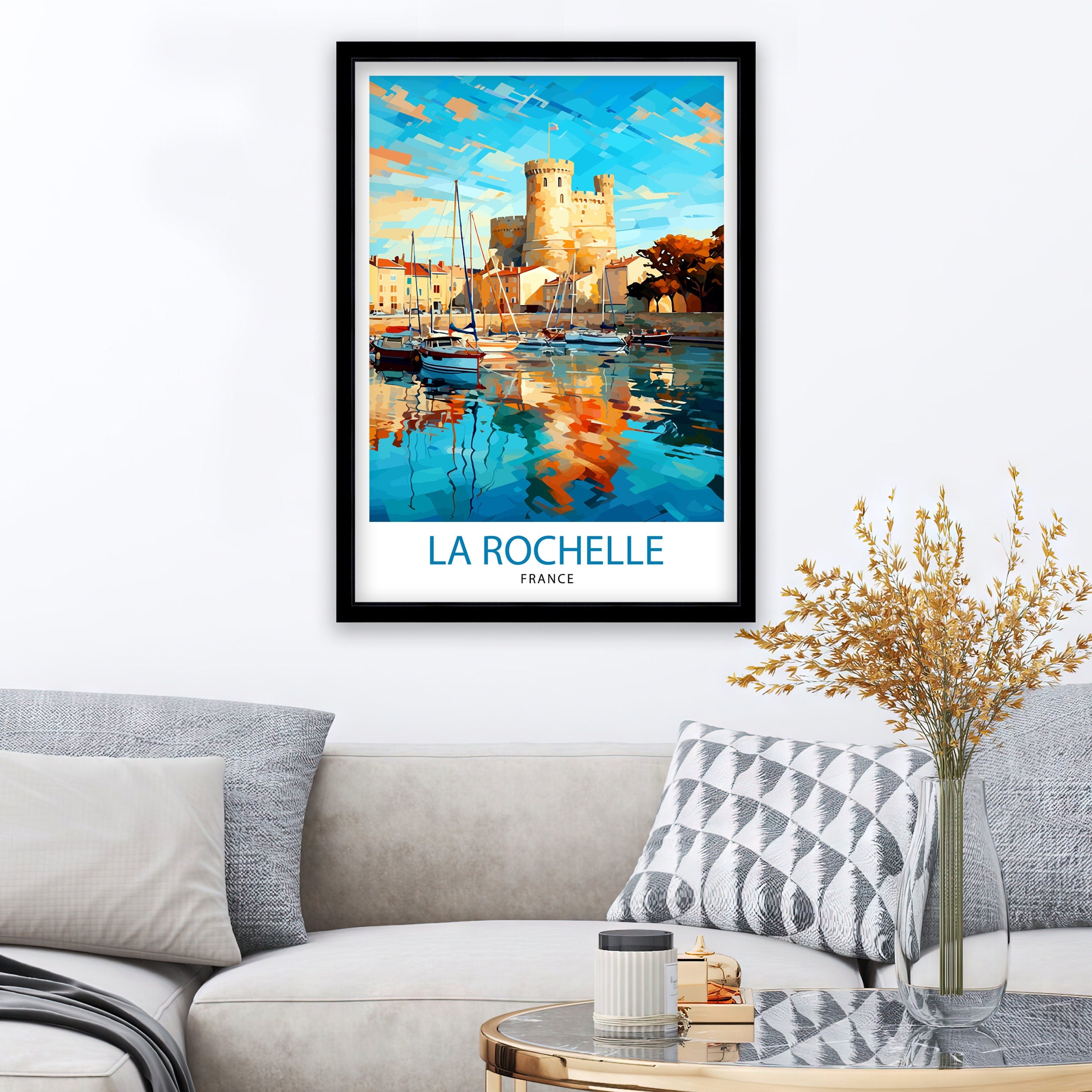 La Rochelle Travel Print La Rochelle Wall Decor France Illustration Travel Poster Gift for La Rochelle Home Decor