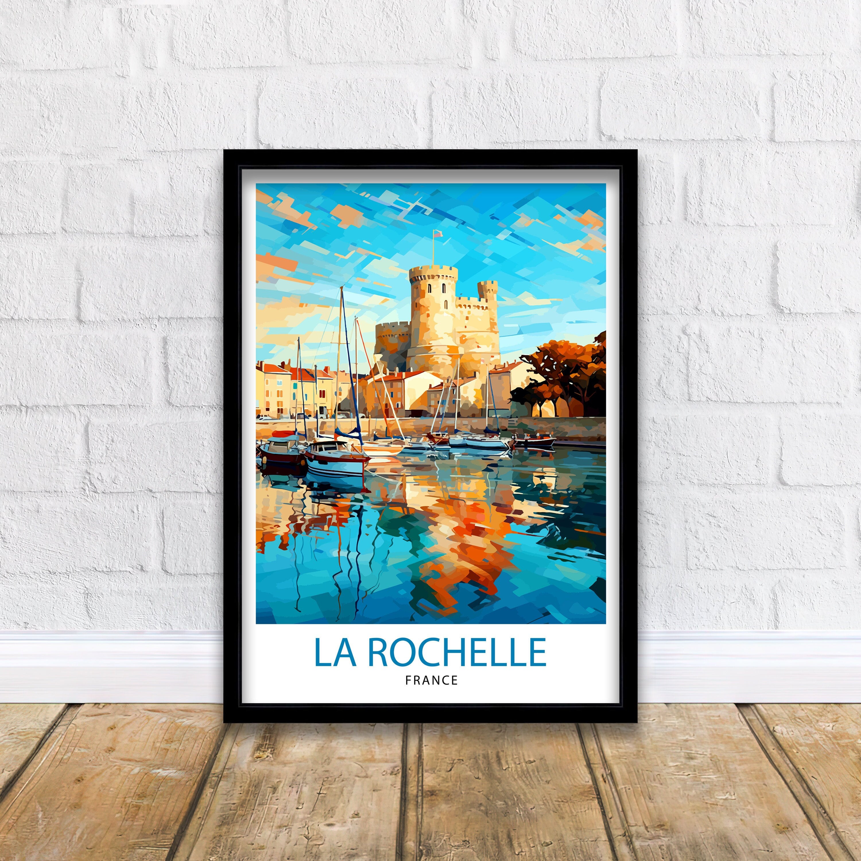 La Rochelle Travel Print La Rochelle Wall Decor France Illustration Travel Poster Gift for La Rochelle Home Decor