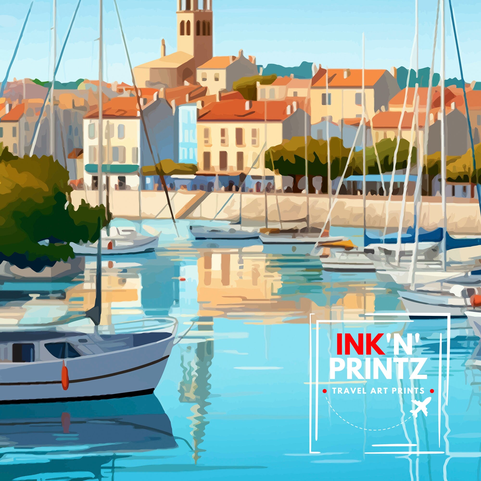 La Rochelle Travel Print La Rochelle Wall Decor France Illustration Travel Poster Gift for La Rochelle Home Decor