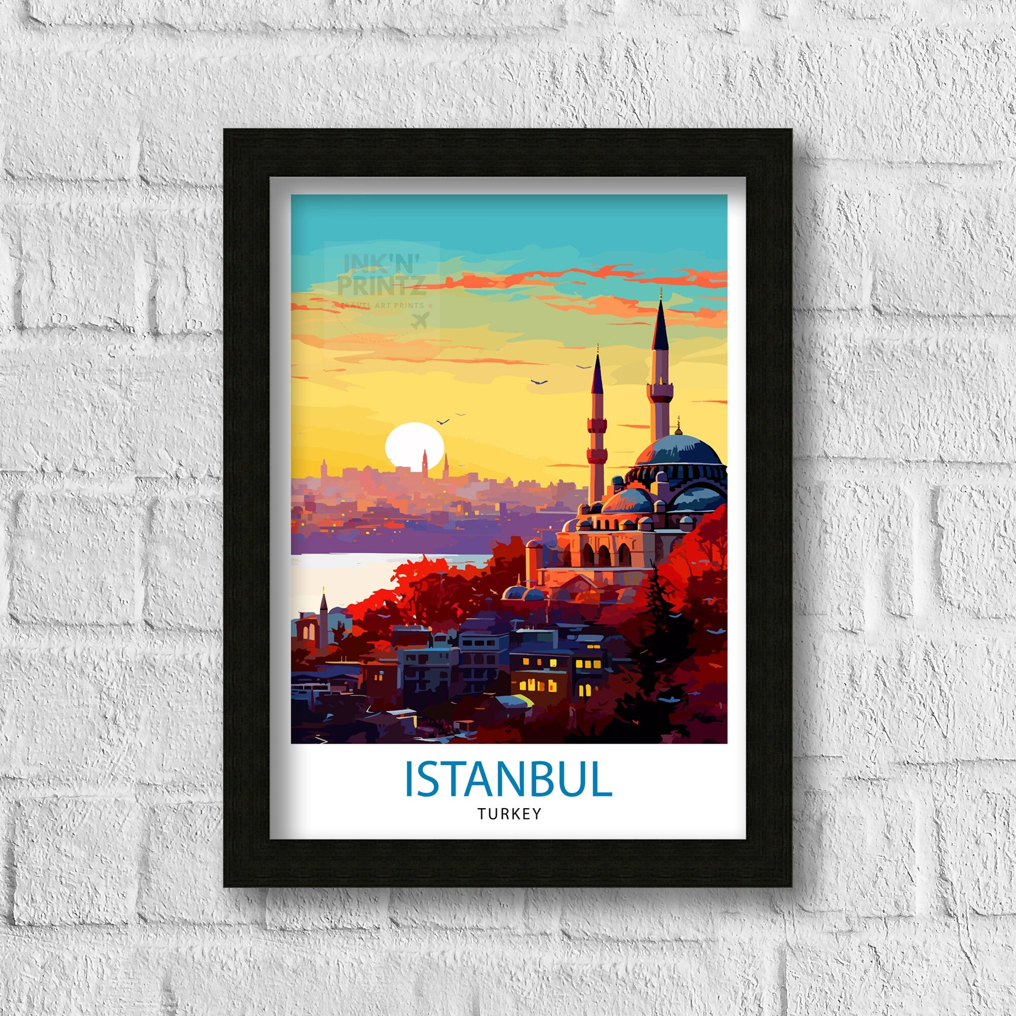 Istanbul Turkey Travel Print Istanbul Wall Art Turkey Illustration Istanbul Travel Poster Turkey Home Decor Gift for Travelers