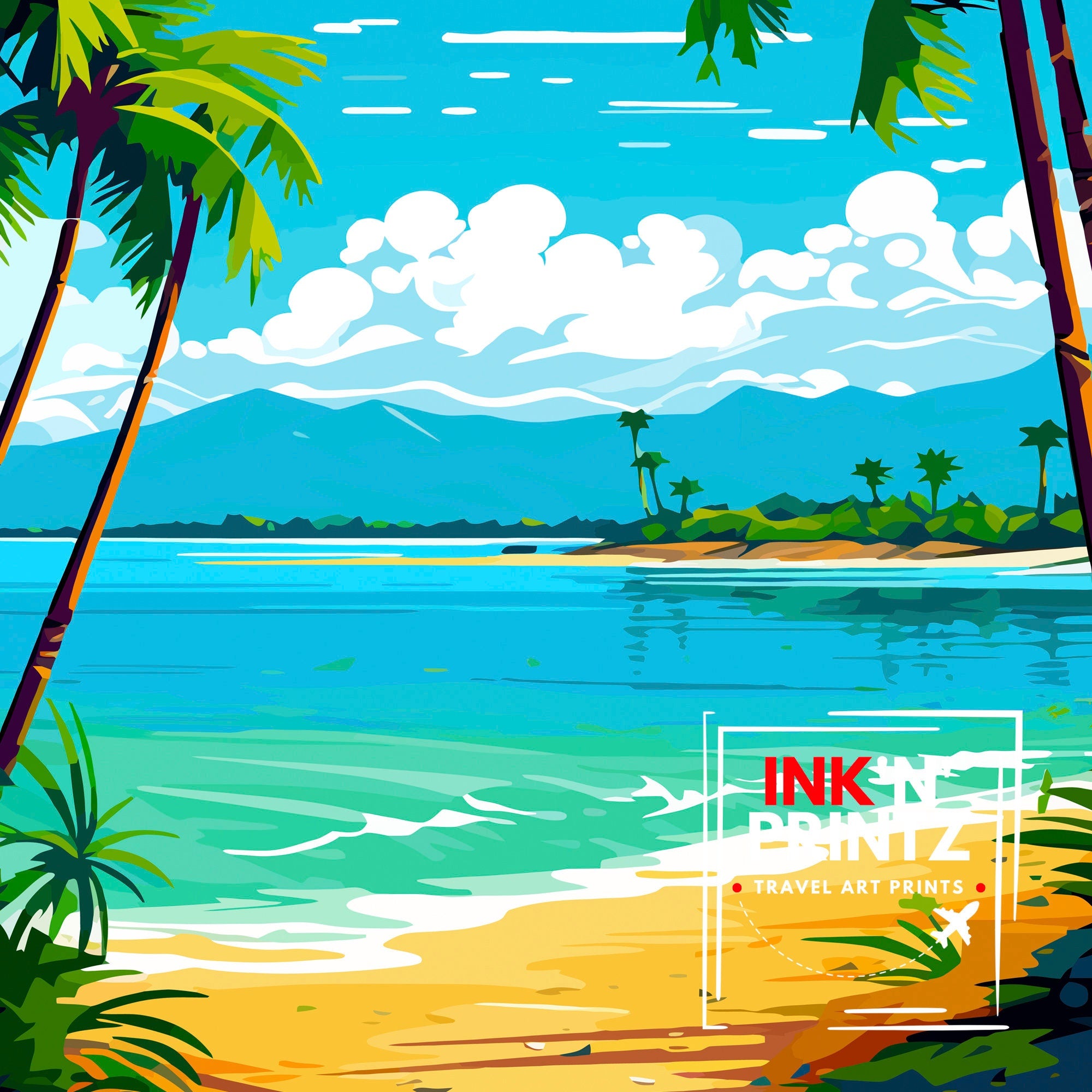 Koh Samui Thailand Travel Print Koh Samui Wall Decor Koh Samui Poster Thailand Travel Prints Koh Samui Art Print Koh Samui Illustration Koh