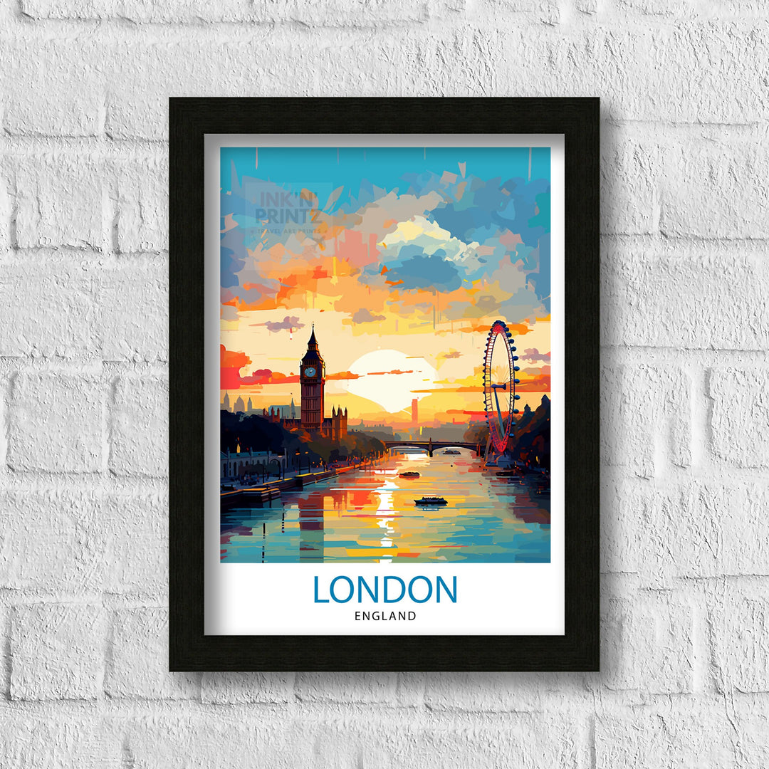 London Travel Print London Wall Art London Home Decor London Illustration Travel Poster Gift For London UK Home Decor